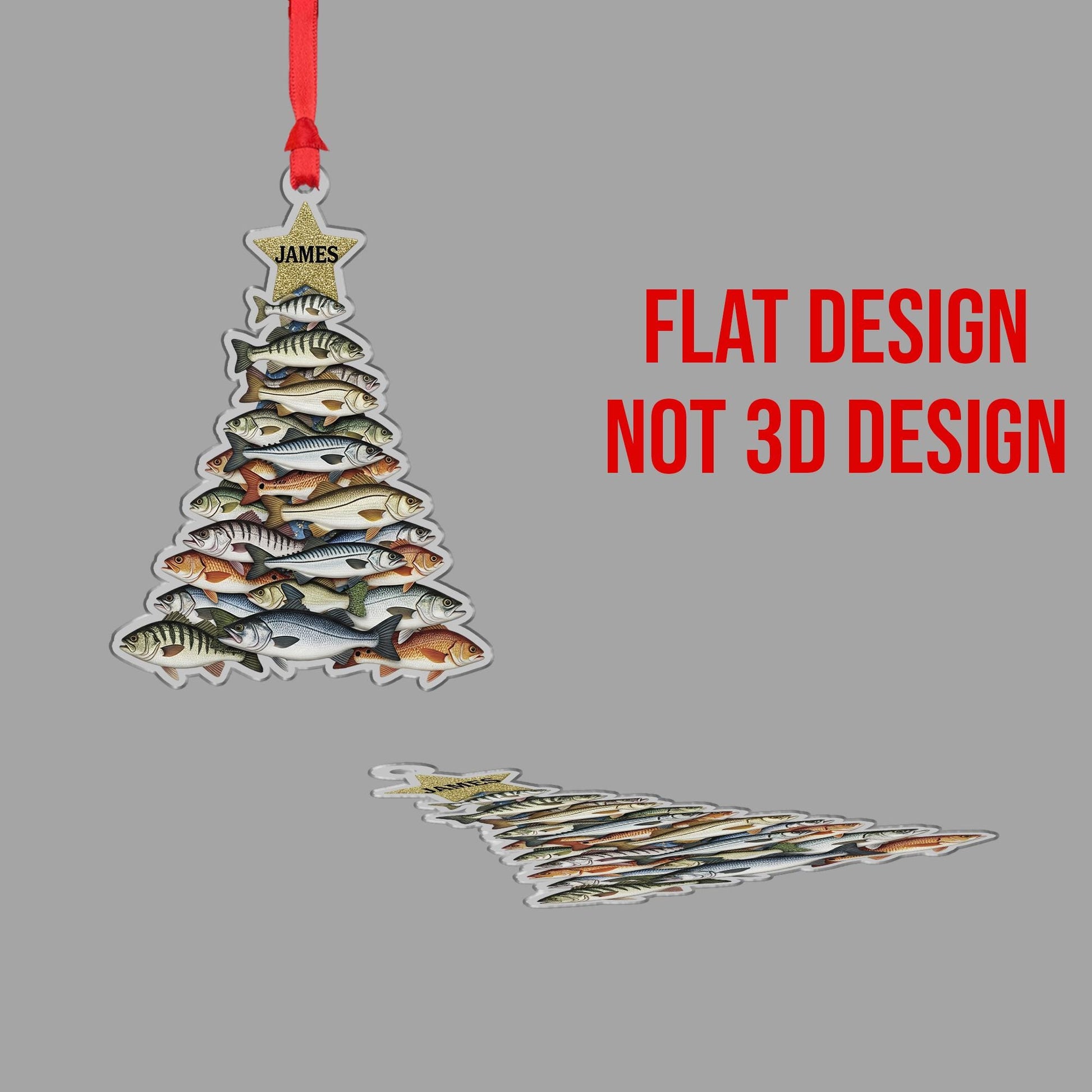 Fishing Christmas Ornament – Personalized Fish Tree Gift for Fishermen Holiday Keepsake