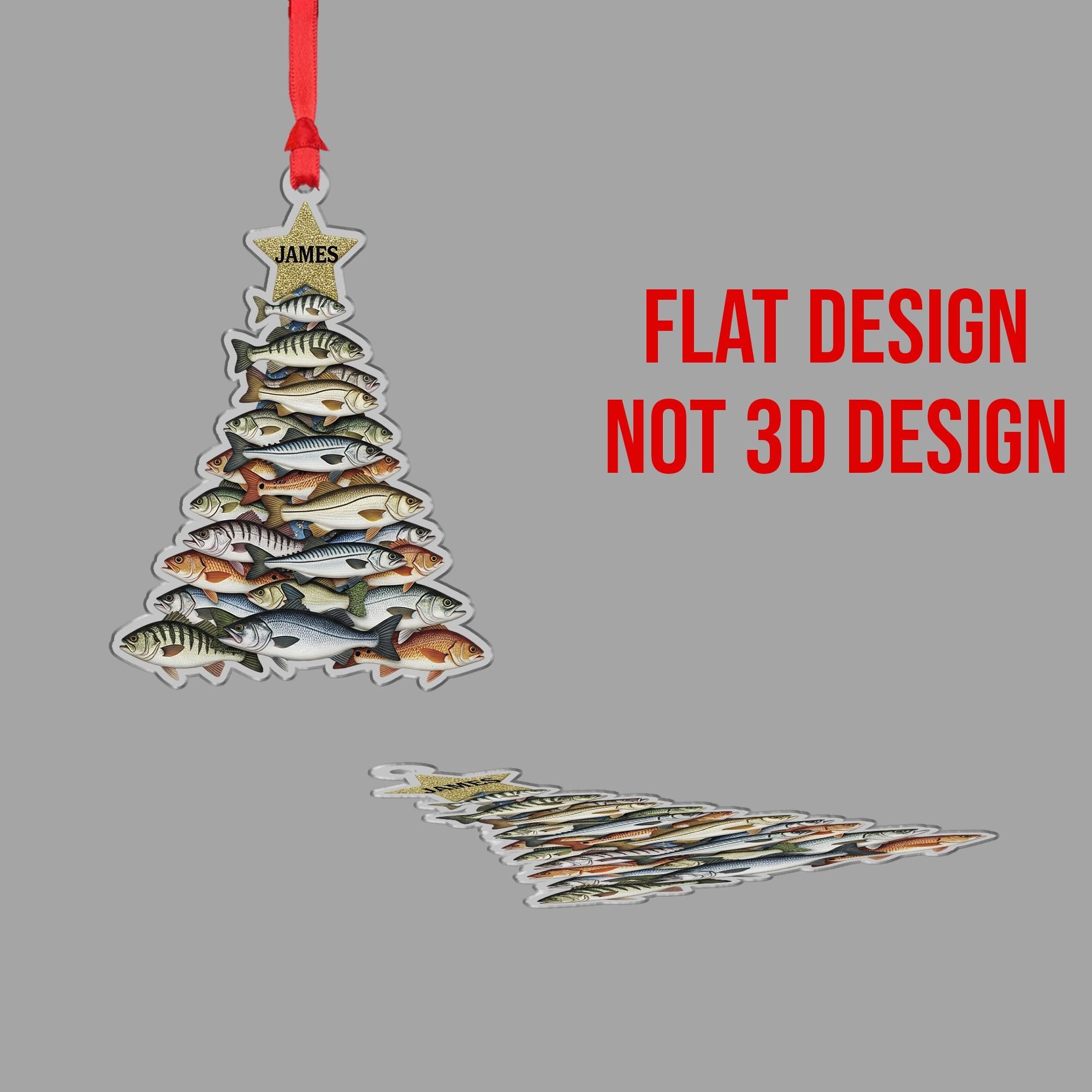 Fishing Christmas Ornament – Personalized Fish Tree Gift for Fishermen Holiday Keepsake