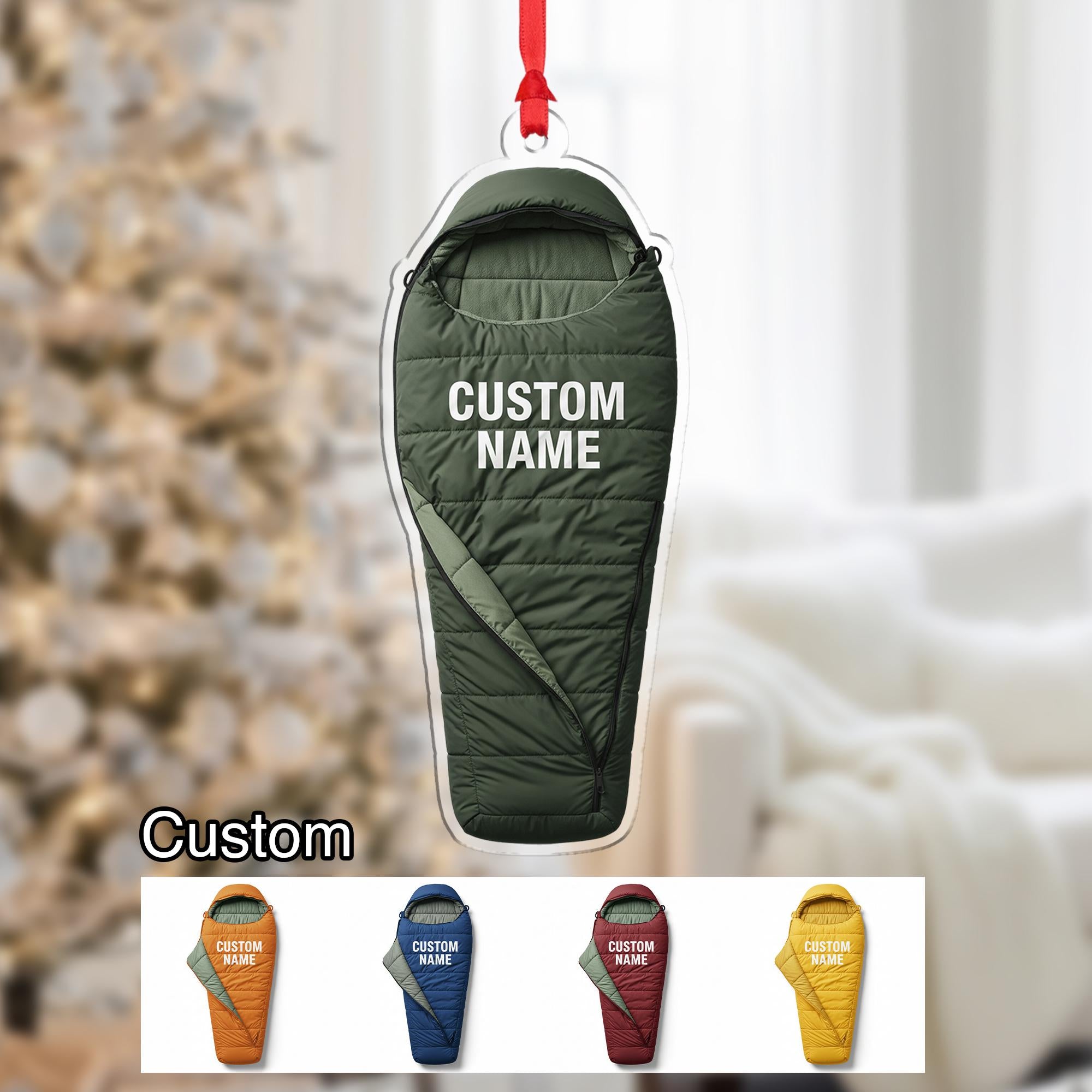 Sleeping Bag Ornament – Personalized Camping Gift, Custom Hiker Christmas Keepsake