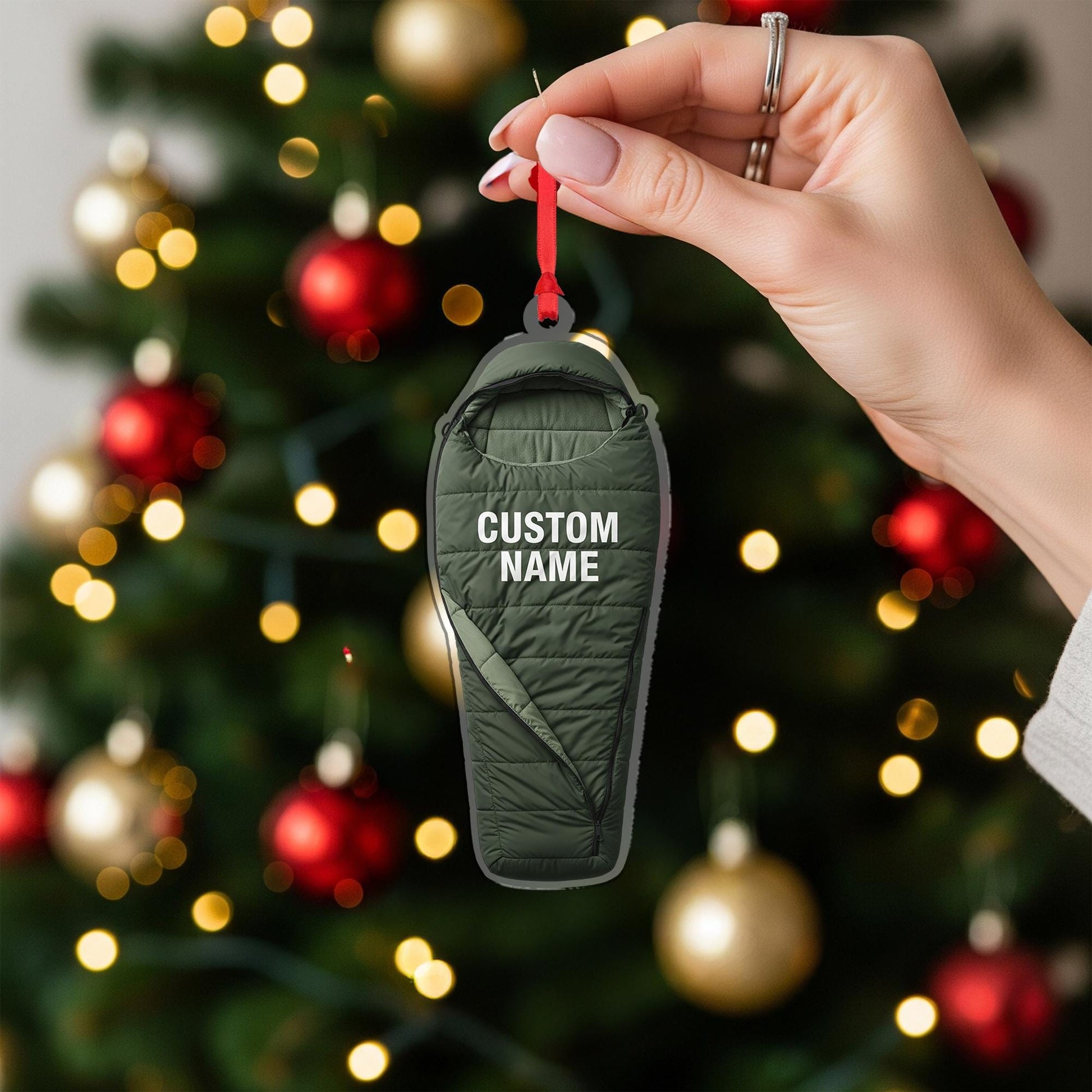 Sleeping Bag Ornament – Personalized Camping Gift, Custom Hiker Christmas Keepsake