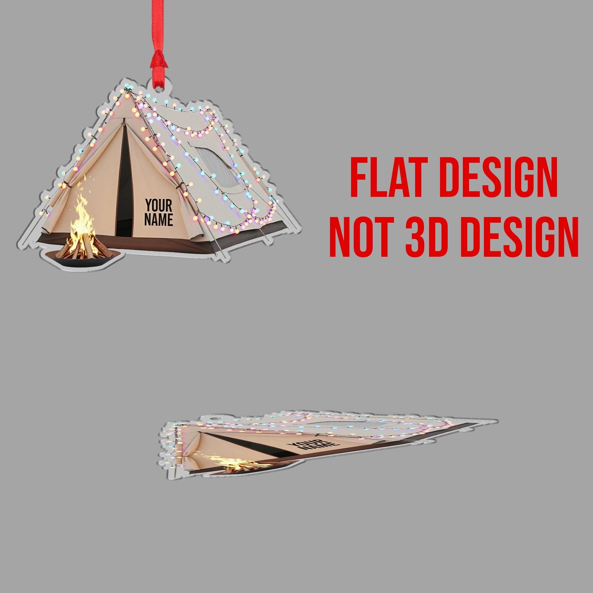 Tent Camping Ornament – Personalized Campfire Gift, Custom Outdoor Christmas Keepsake