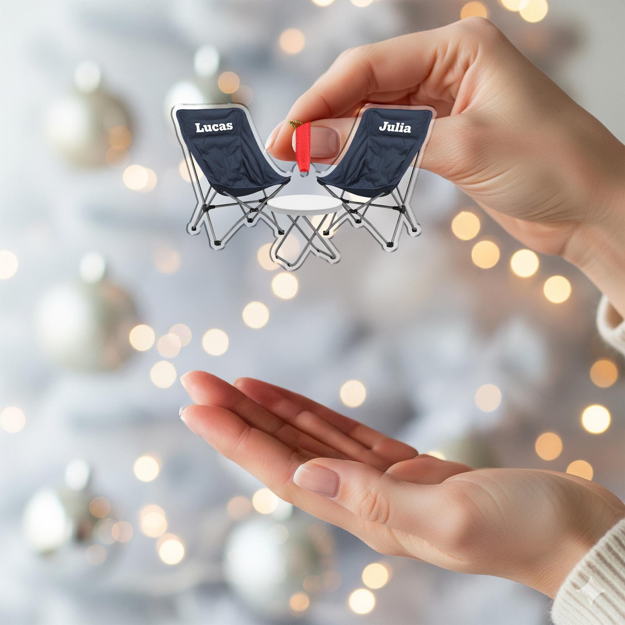 Camping Chairs Ornament – Personalized Couple Gift, Custom Outdoor Christmas Keepsake