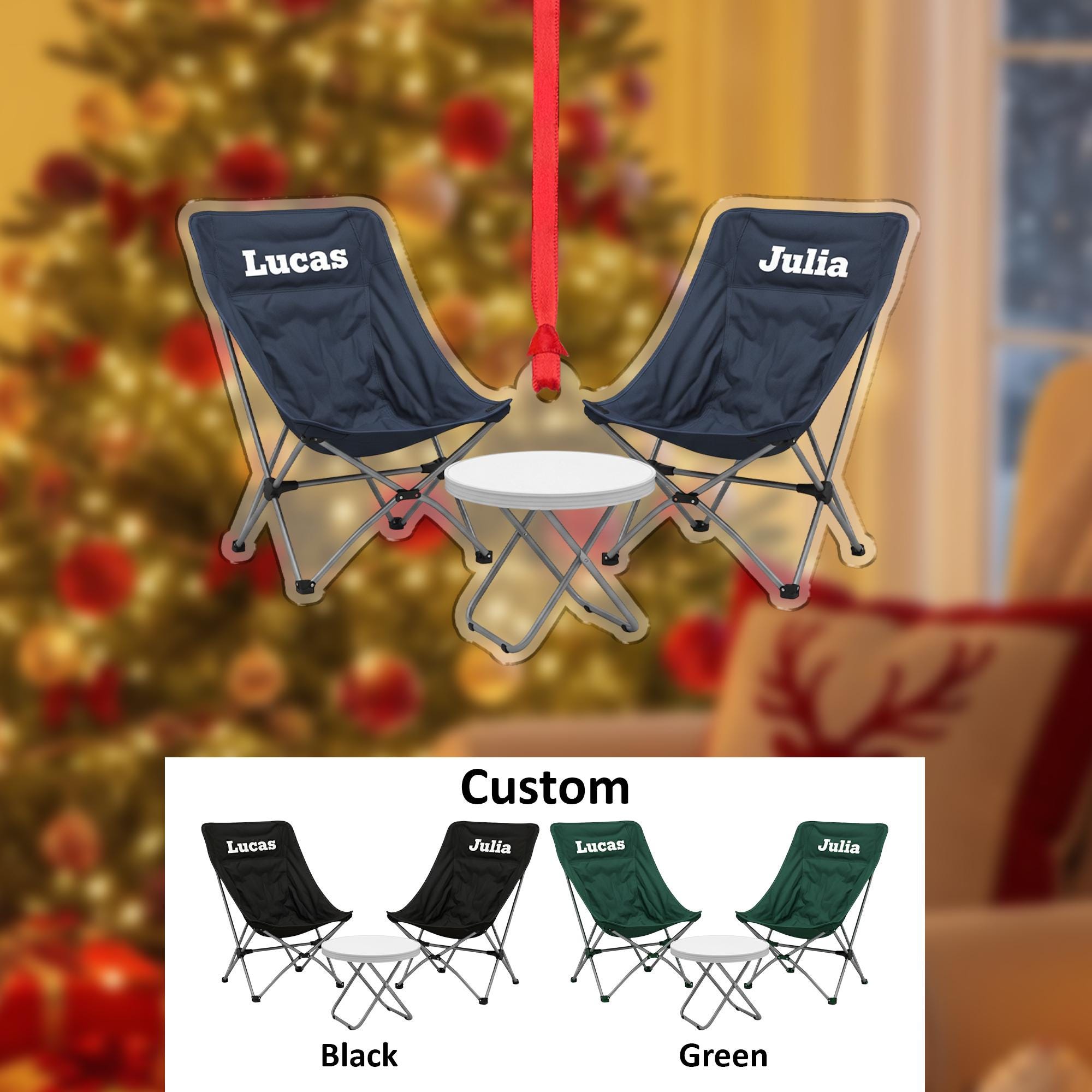 Camping Chairs Ornament – Personalized Couple Gift, Custom Outdoor Christmas Keepsake