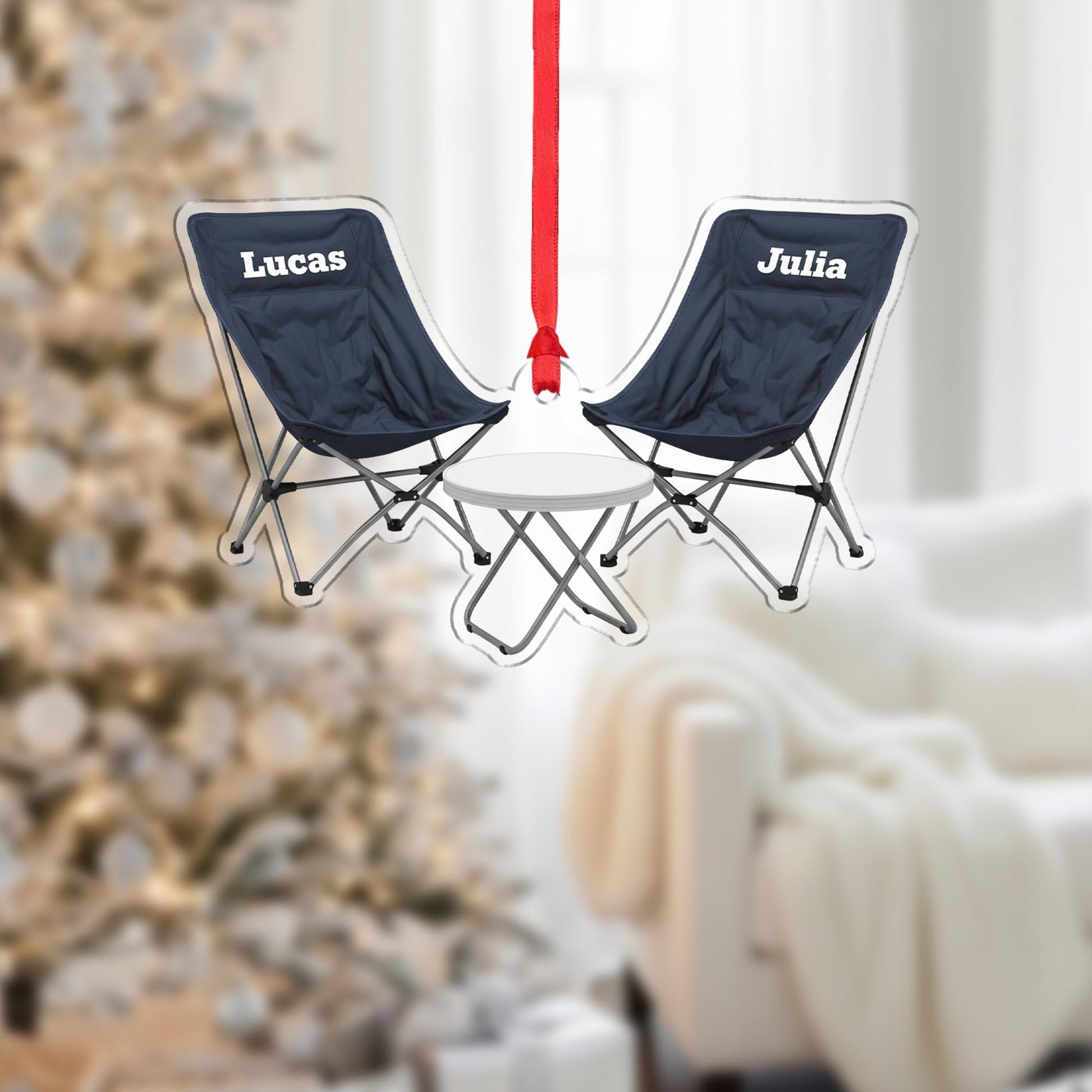 Camping Chairs Ornament – Personalized Couple Gift, Custom Outdoor Christmas Keepsake