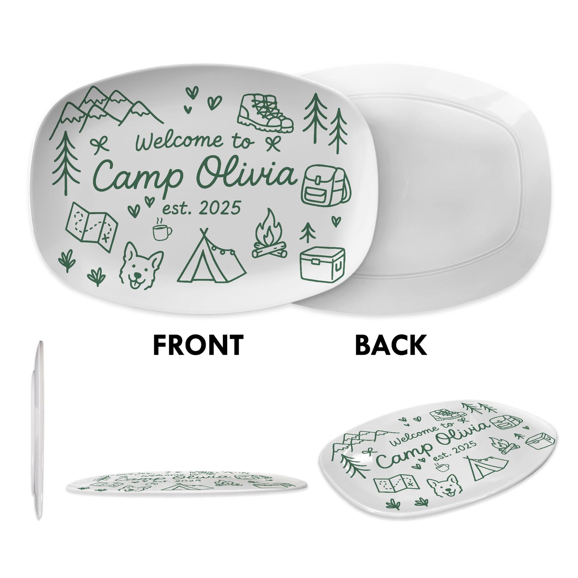 Personalized Camp Keepsake Platter – Custom Camping Gift, Outdoor Cabin Family Keepsake