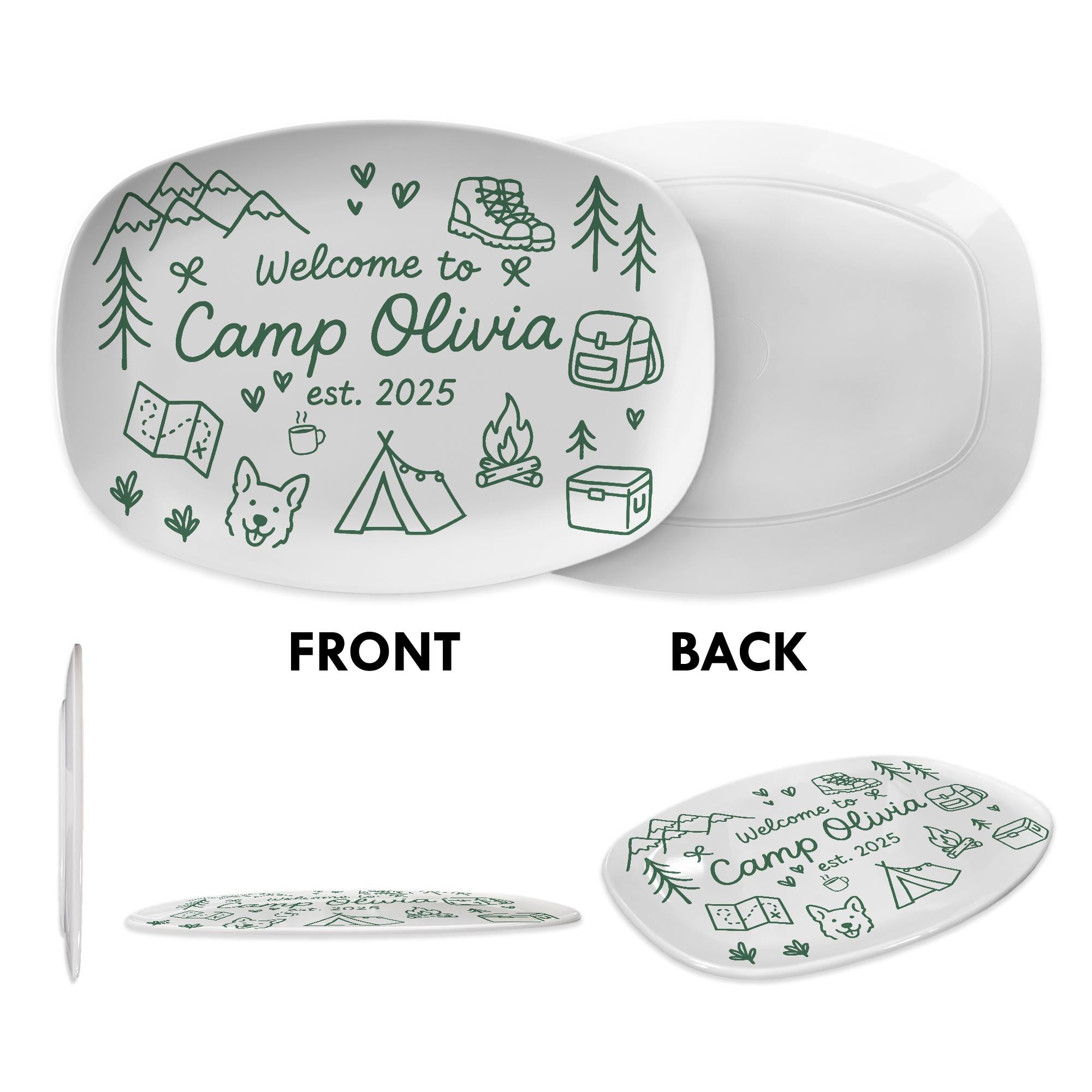 Personalized Camp Keepsake Platter – Custom Camping Gift, Outdoor Cabin Family Keepsake
