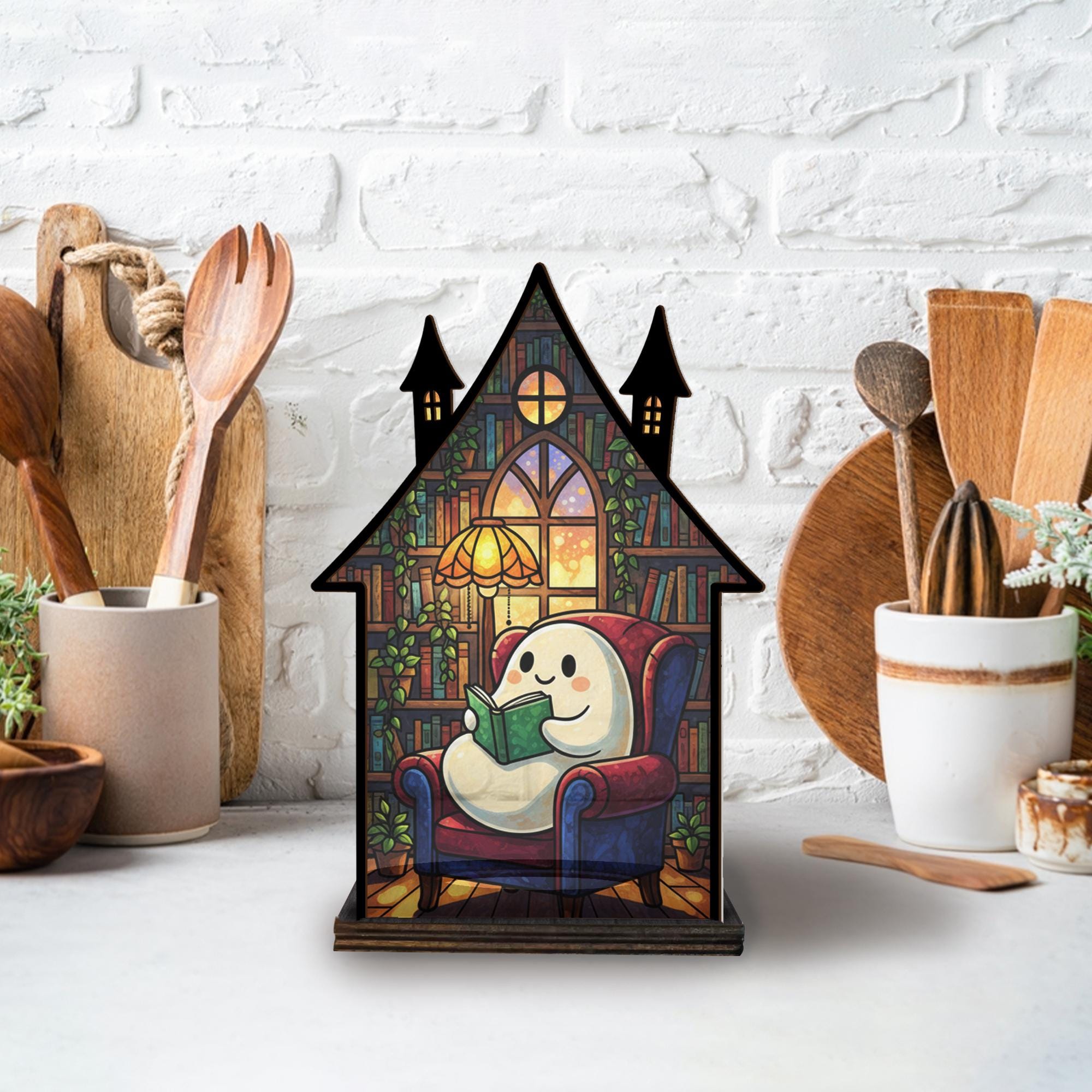 Halloween Ghost Suncatcher Candle Holder: Spooky Tea Light Decor