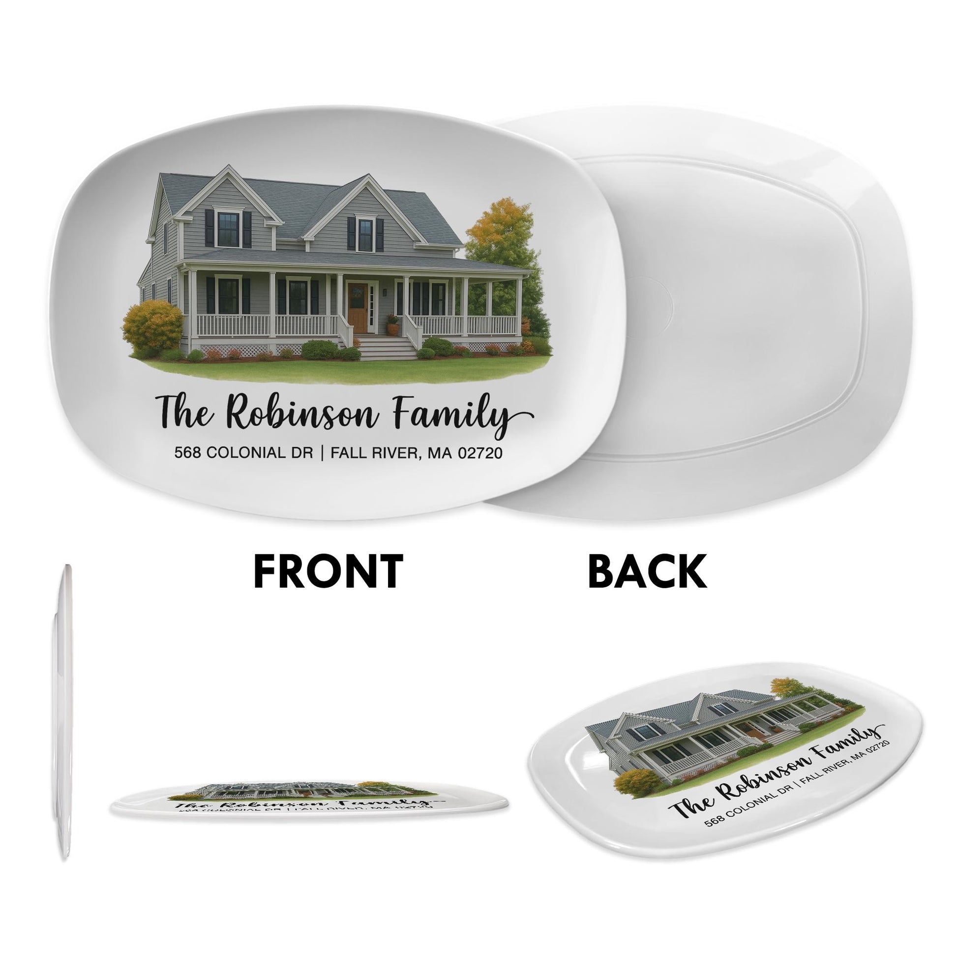 Custom House Portrait Platter: Personalized Family Name Plate