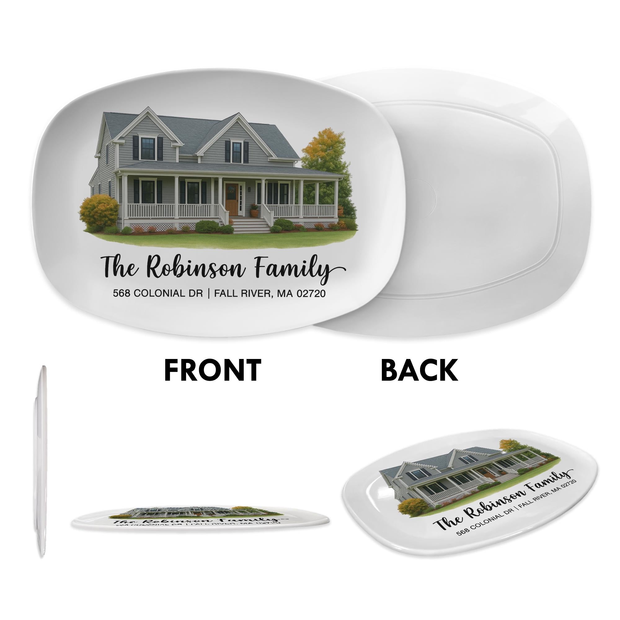 Custom House Portrait Platter: Personalized Family Name Plate