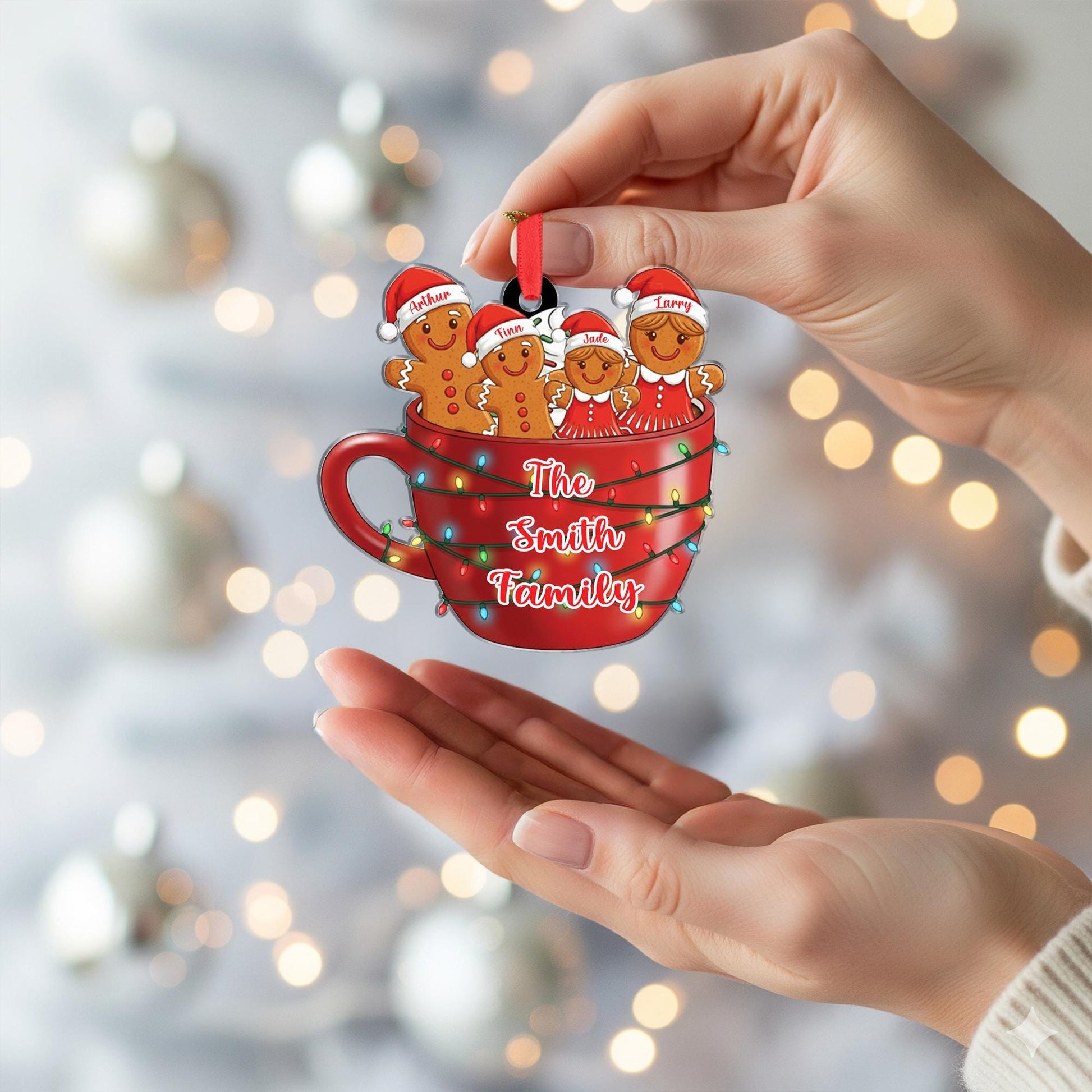Personalized Gingerbread Family Ornament - Custom Christmas Keepsake Mug 2025