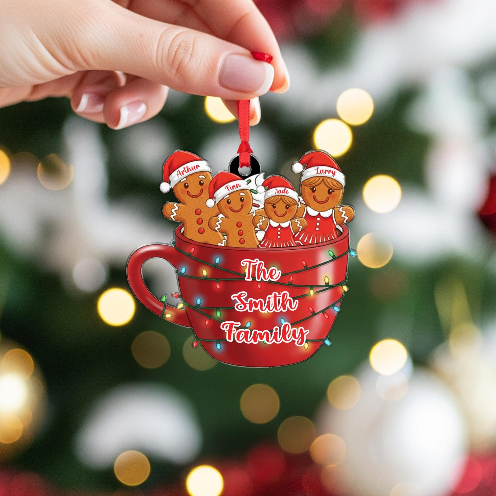 Personalized Gingerbread Family Ornament - Custom Christmas Keepsake Mug 2025