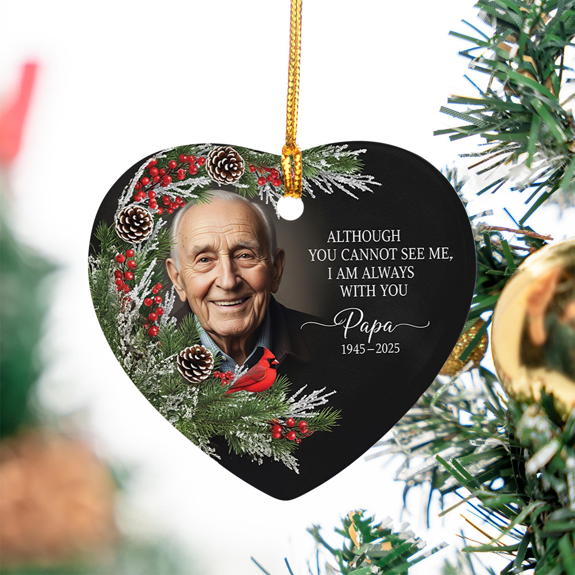 Personalized Memorial Photo Ornament: Heart Ceramic Remembrance Keepsake