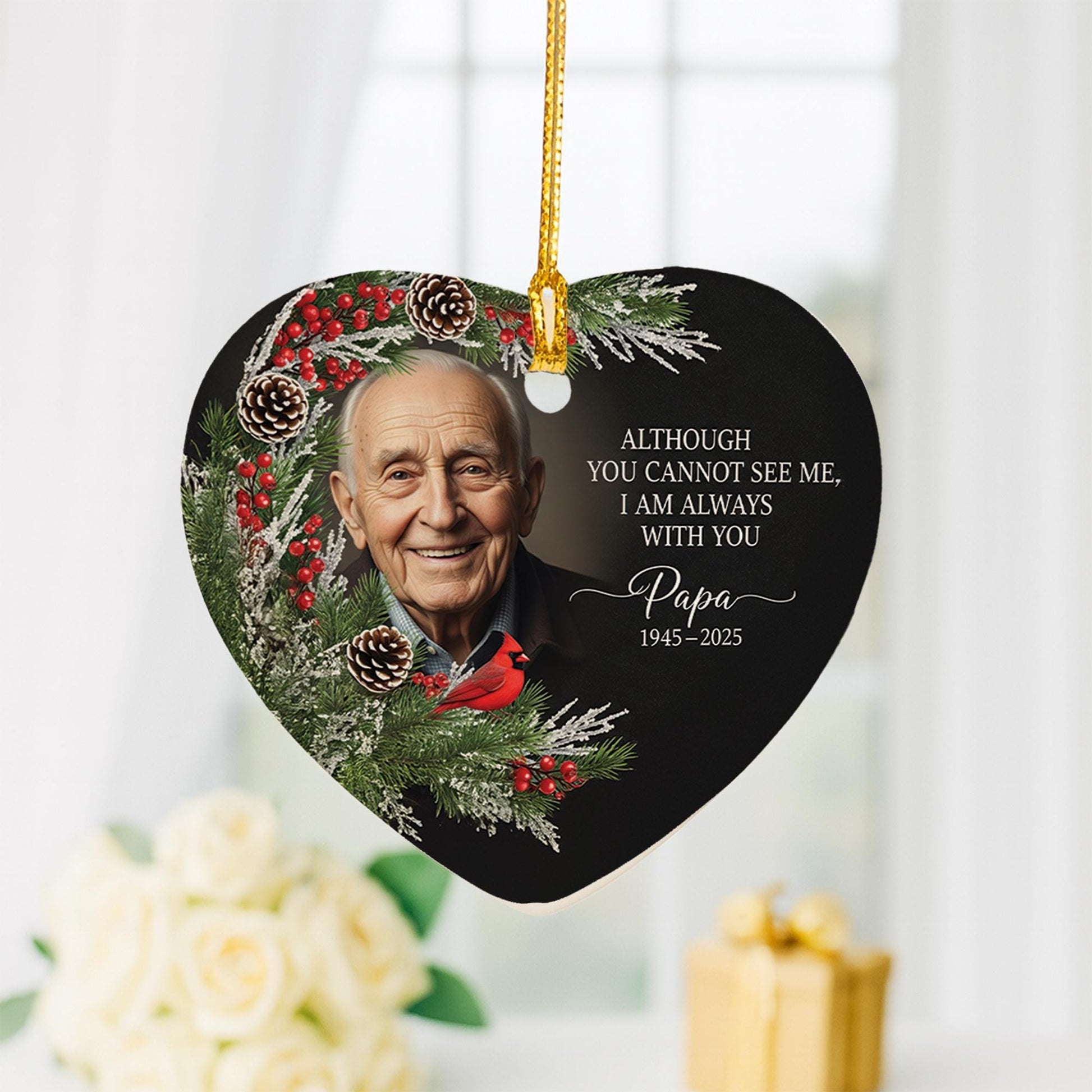 Personalized Memorial Photo Ornament: Heart Ceramic Remembrance Keepsake