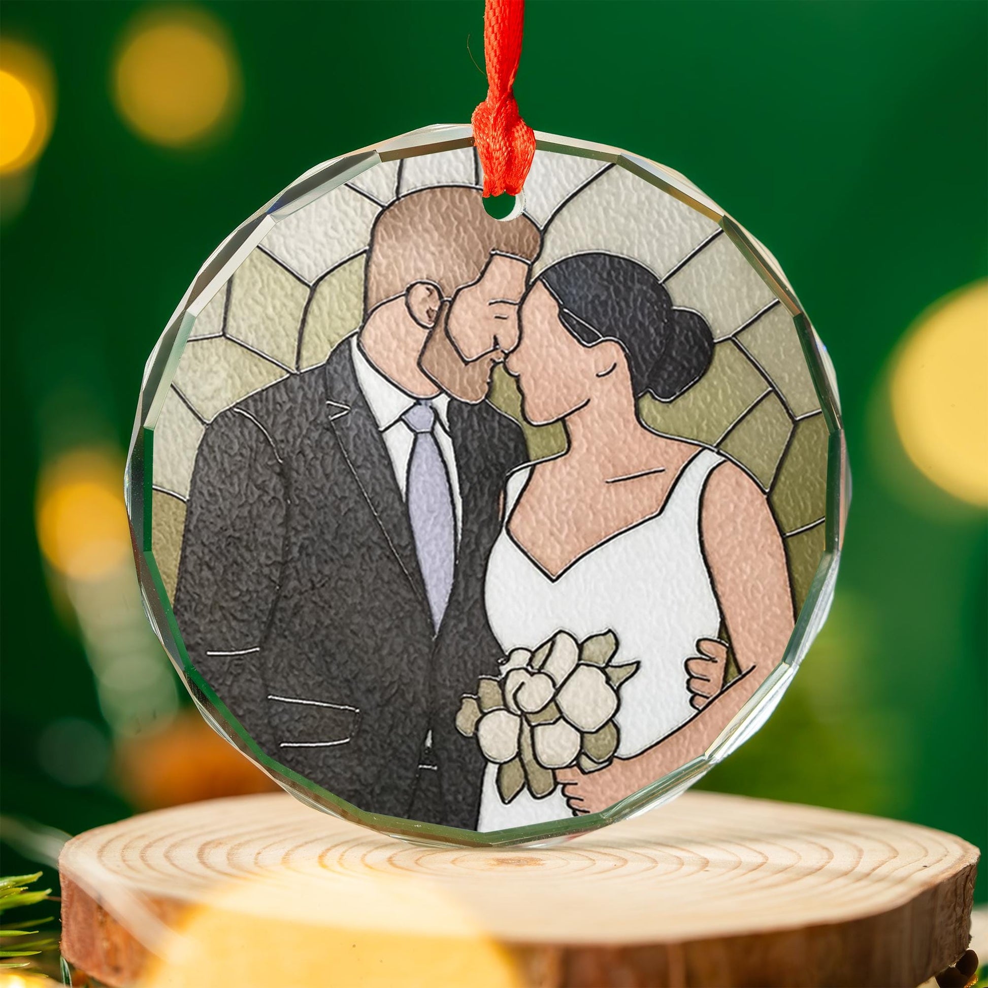 Personalized Wedding Photo Glass Ornament: Newlywed Christmas Keepsake