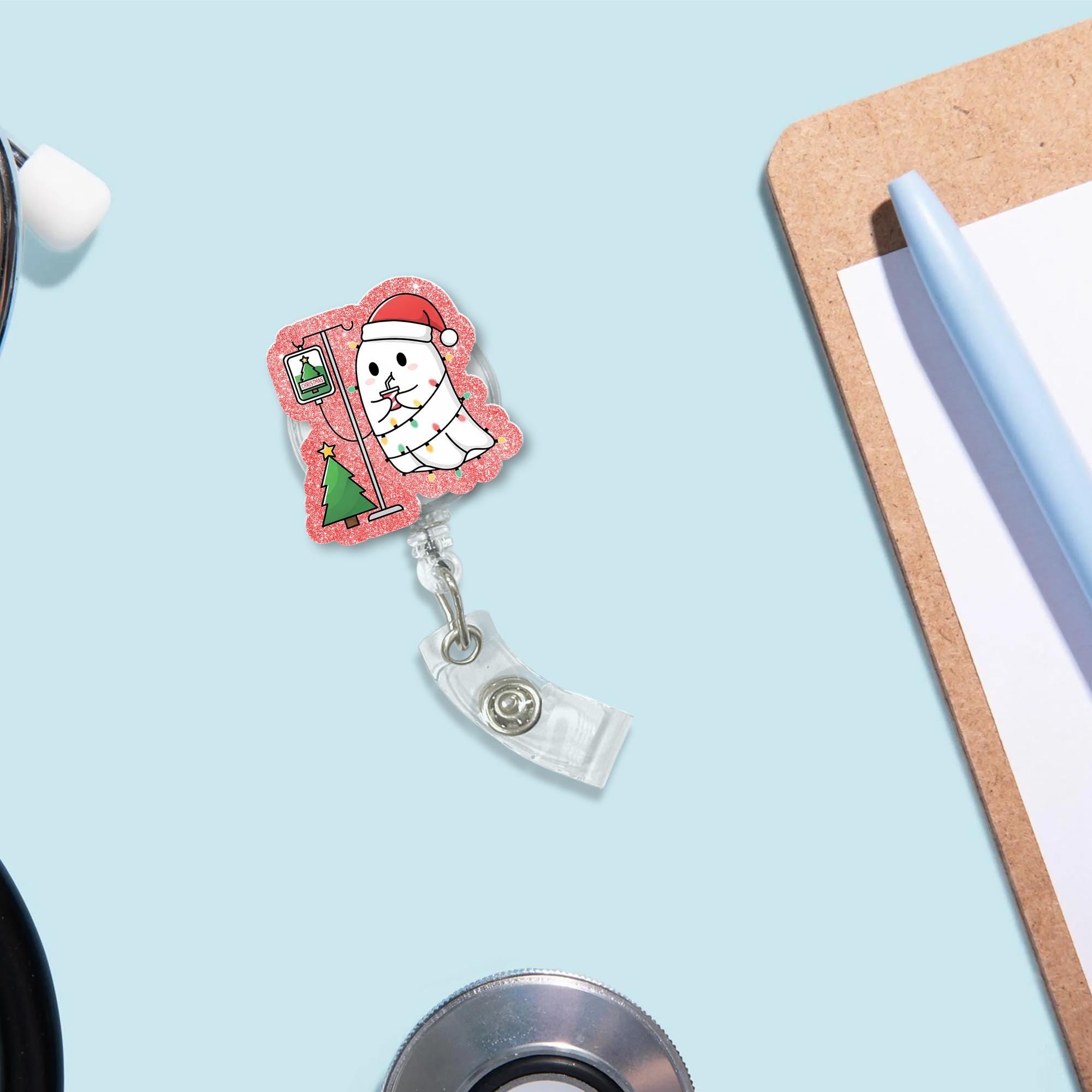 Christmas Badge Reel: Holiday Nurse ID Holder, Medical Clip