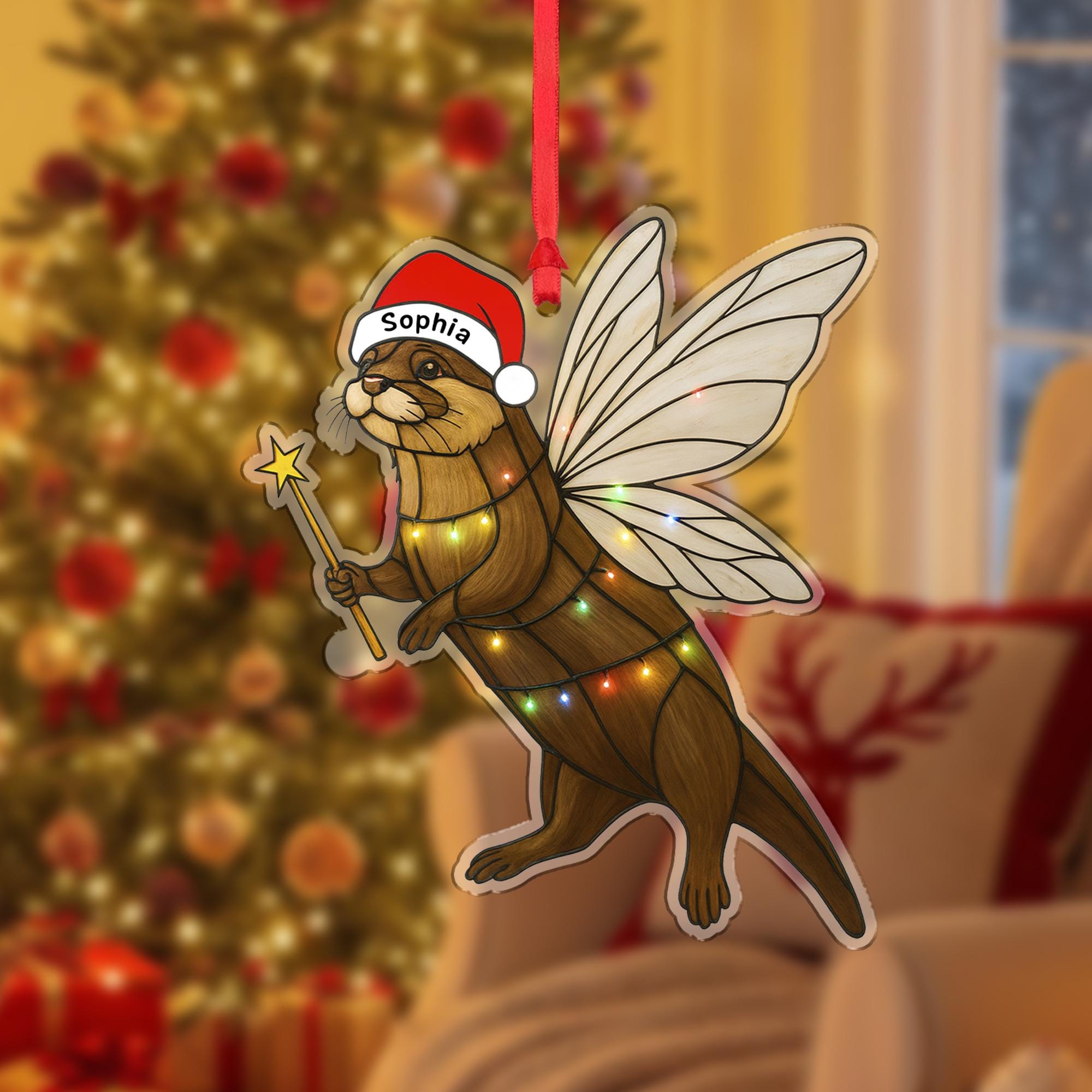 Personalized Fairy Otter Christmas Ornament: Whimsical Woodland Decoration