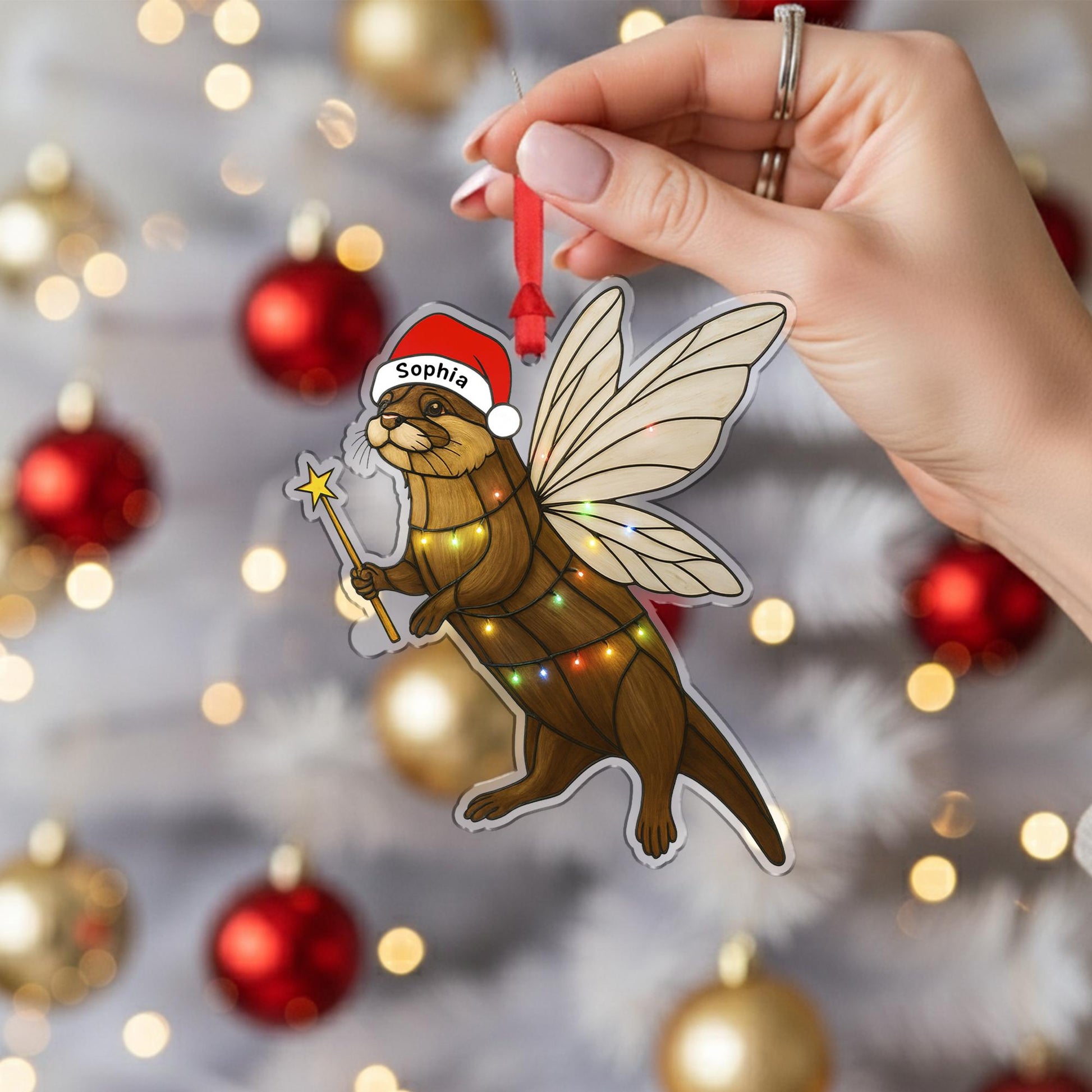 Personalized Fairy Otter Christmas Ornament: Whimsical Woodland Decoration