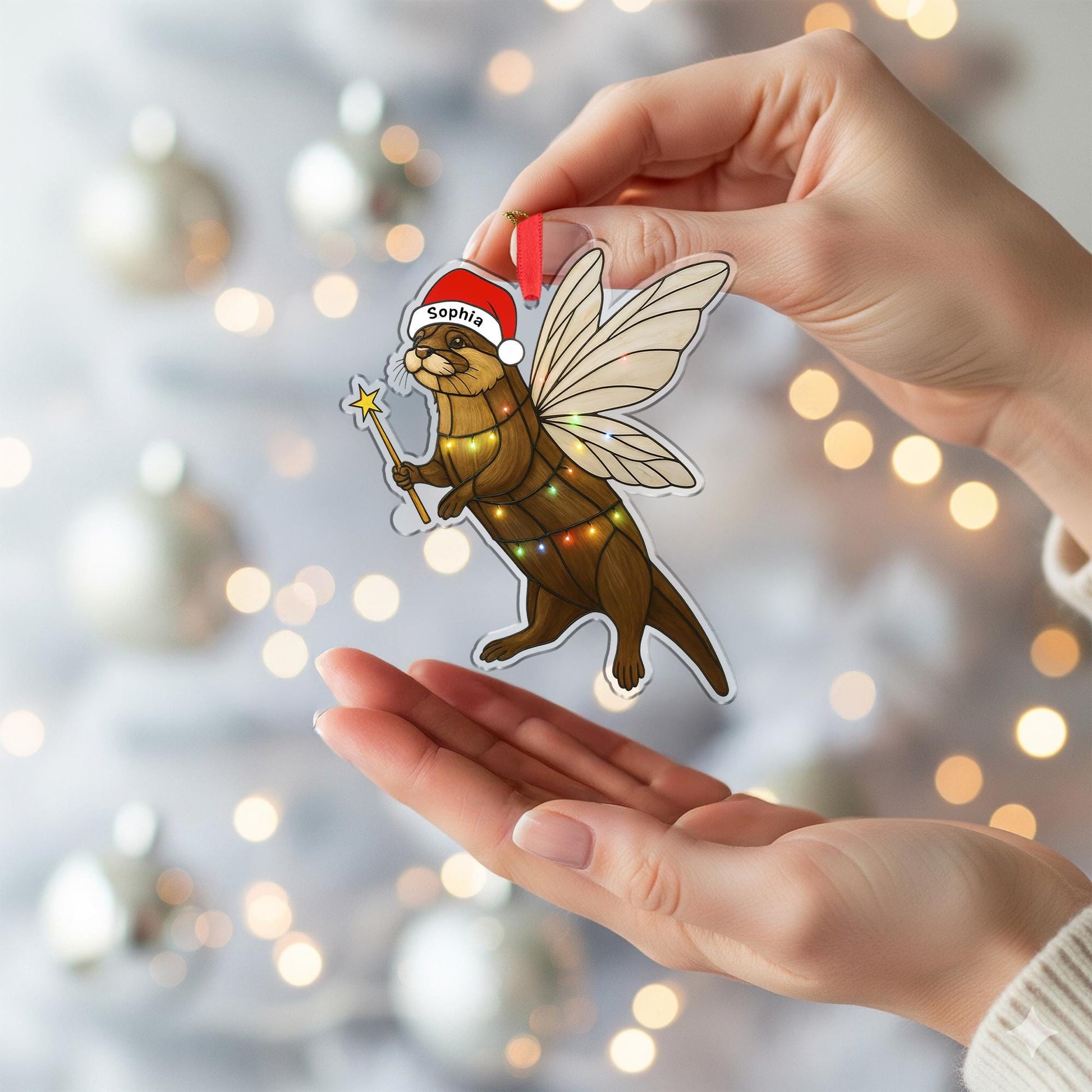 Personalized Fairy Otter Christmas Ornament: Whimsical Woodland Decoration