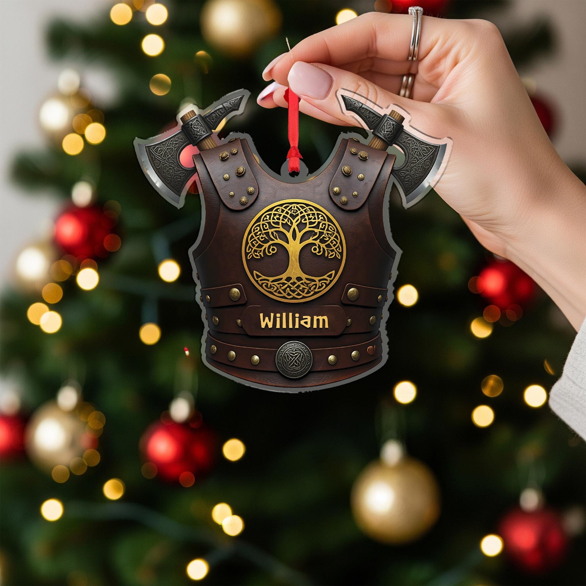 Personalized Viking Ornament: Norse Warrior Christmas Decor