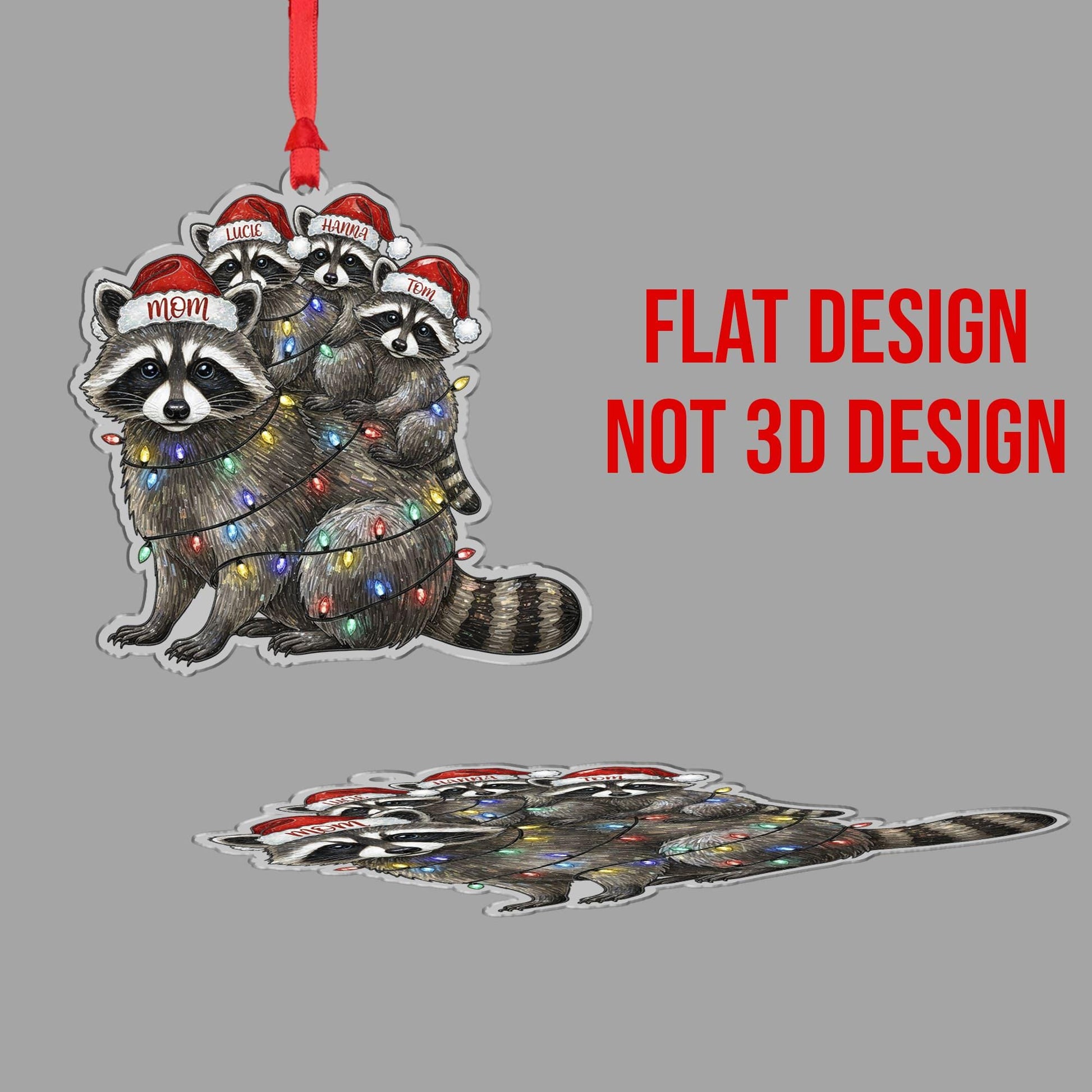 Personalized Raccoon Family Ornament: Rustic Christmas Tree Decor