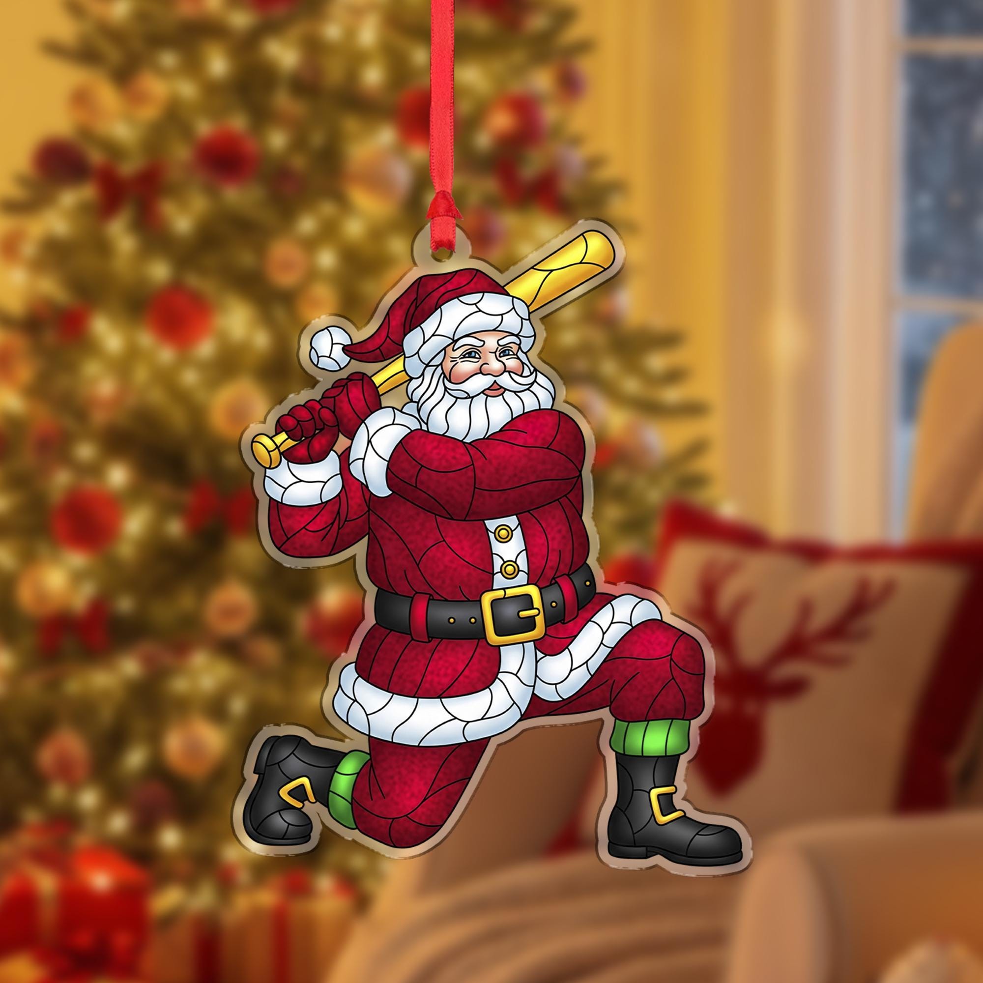 Santa Baseball Ornament: Christmas Sports Decoration