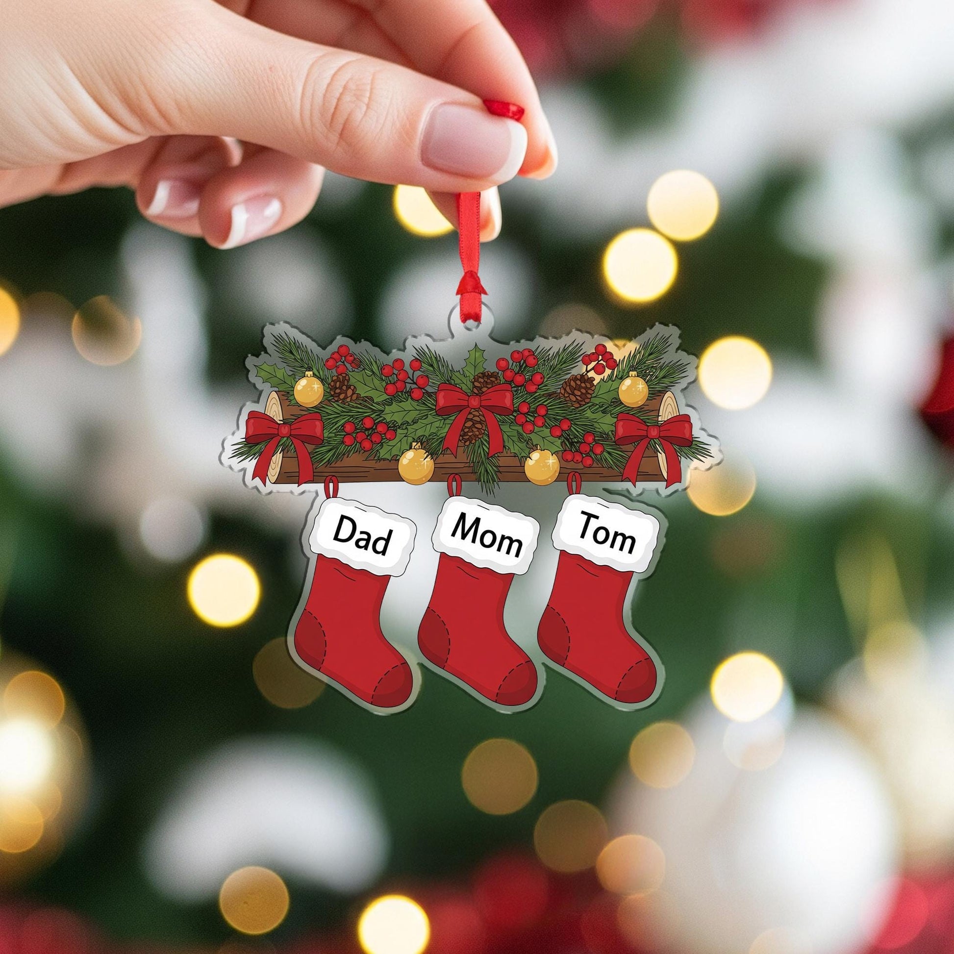Personalized Stocking Family Ornament: Custom Christmas Decoration