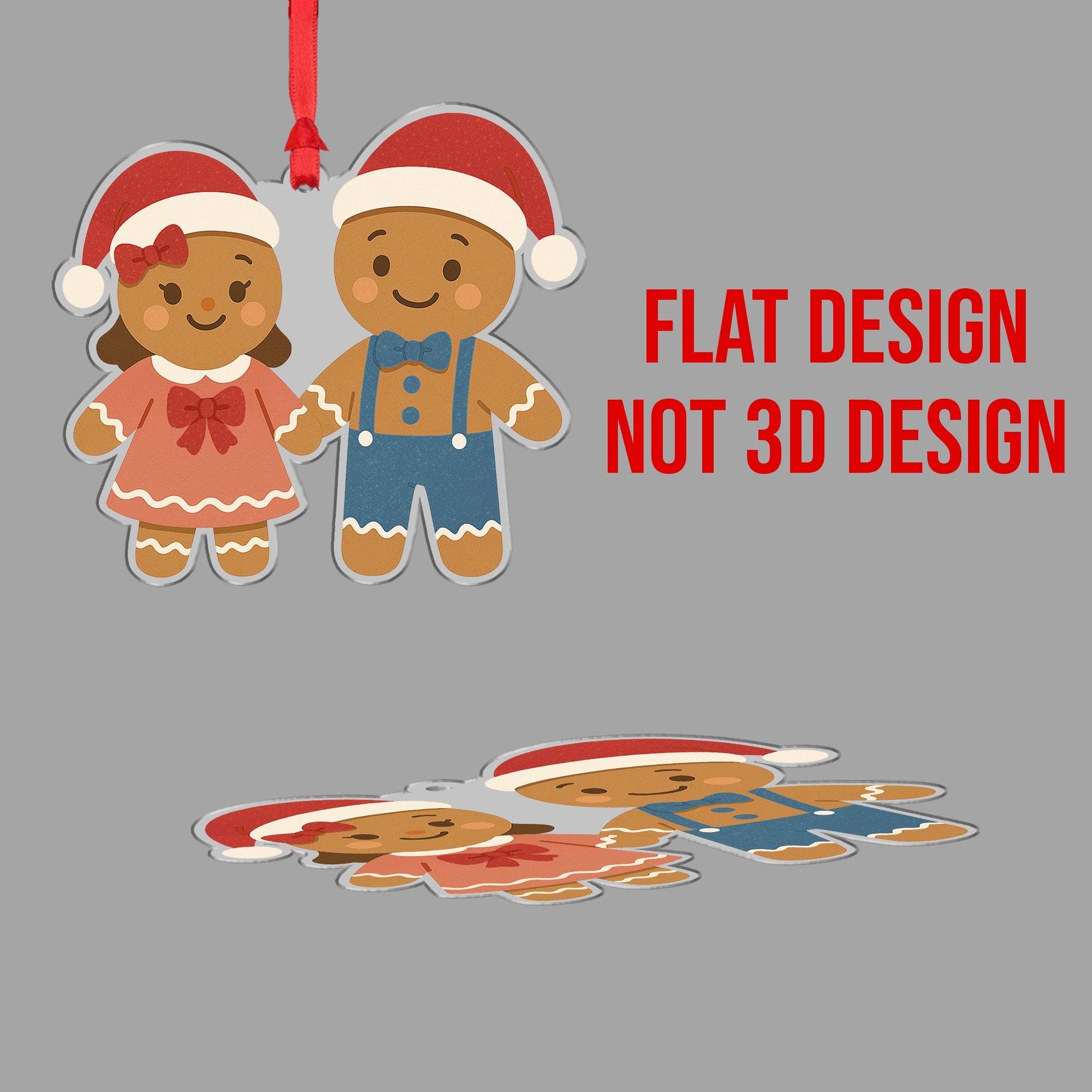 Gingerbread Couple Christmas Ornament: Eco-Friendly Fiber Wood