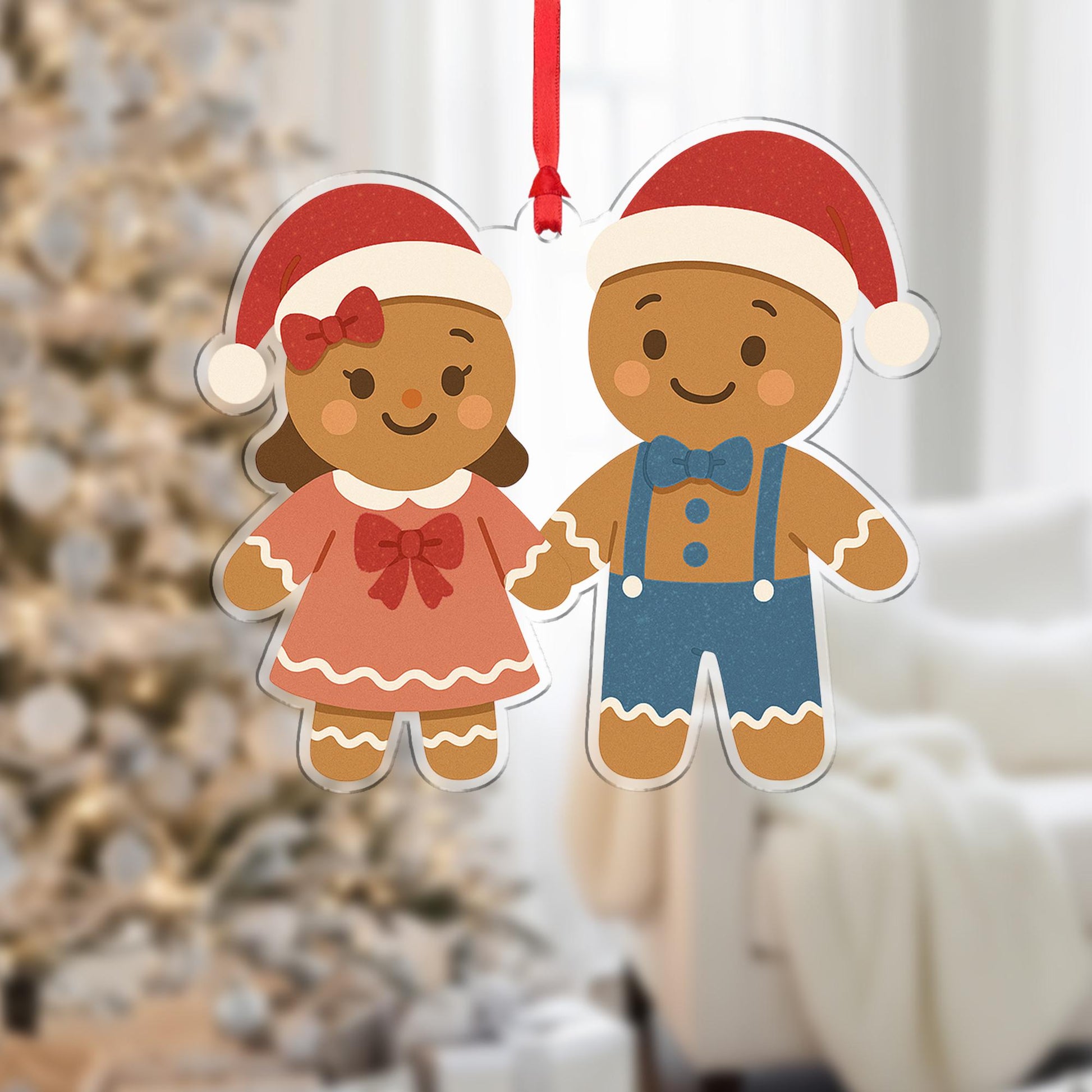 Gingerbread Couple Christmas Ornament: Eco-Friendly Fiber Wood