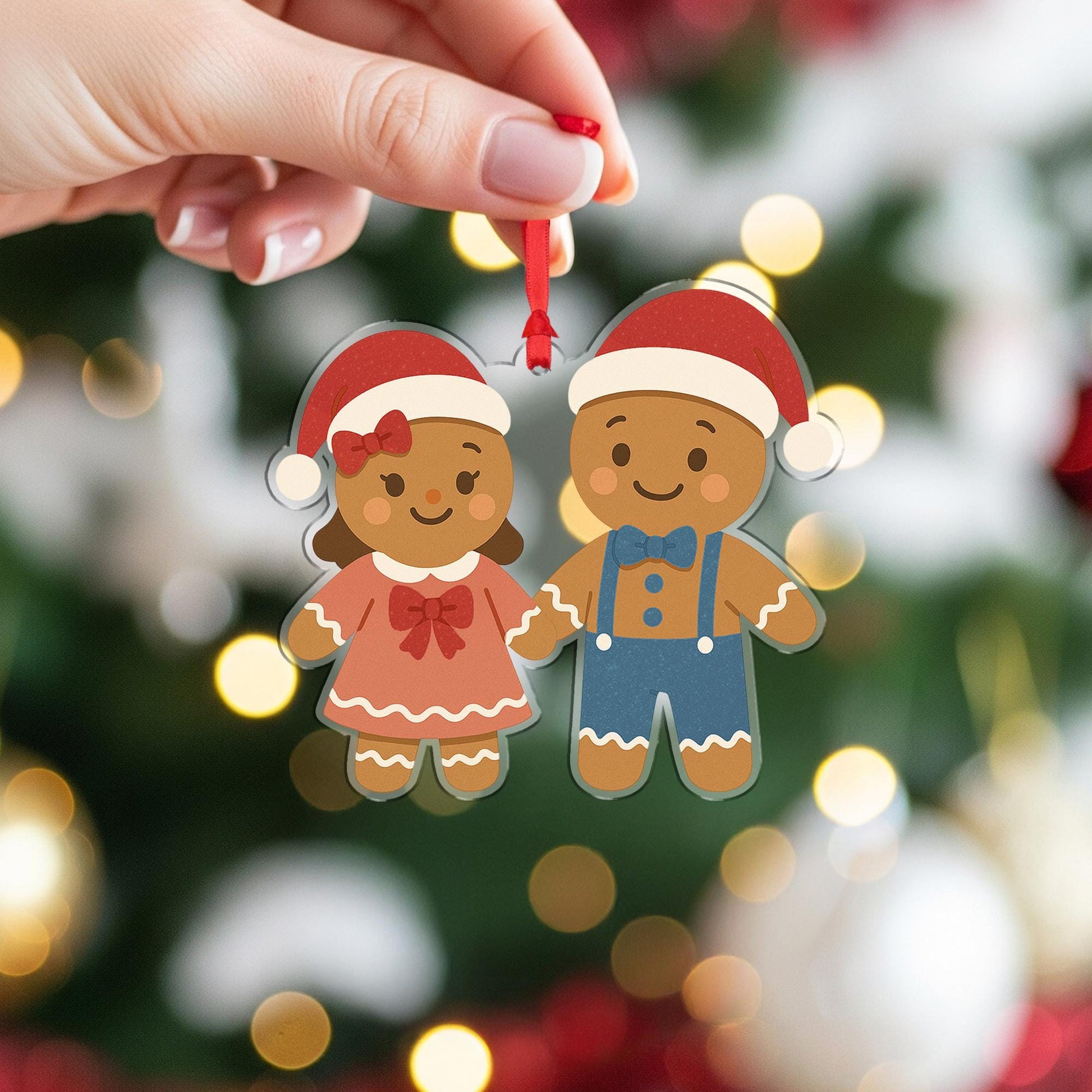 Gingerbread Couple Christmas Ornament: Eco-Friendly Fiber Wood