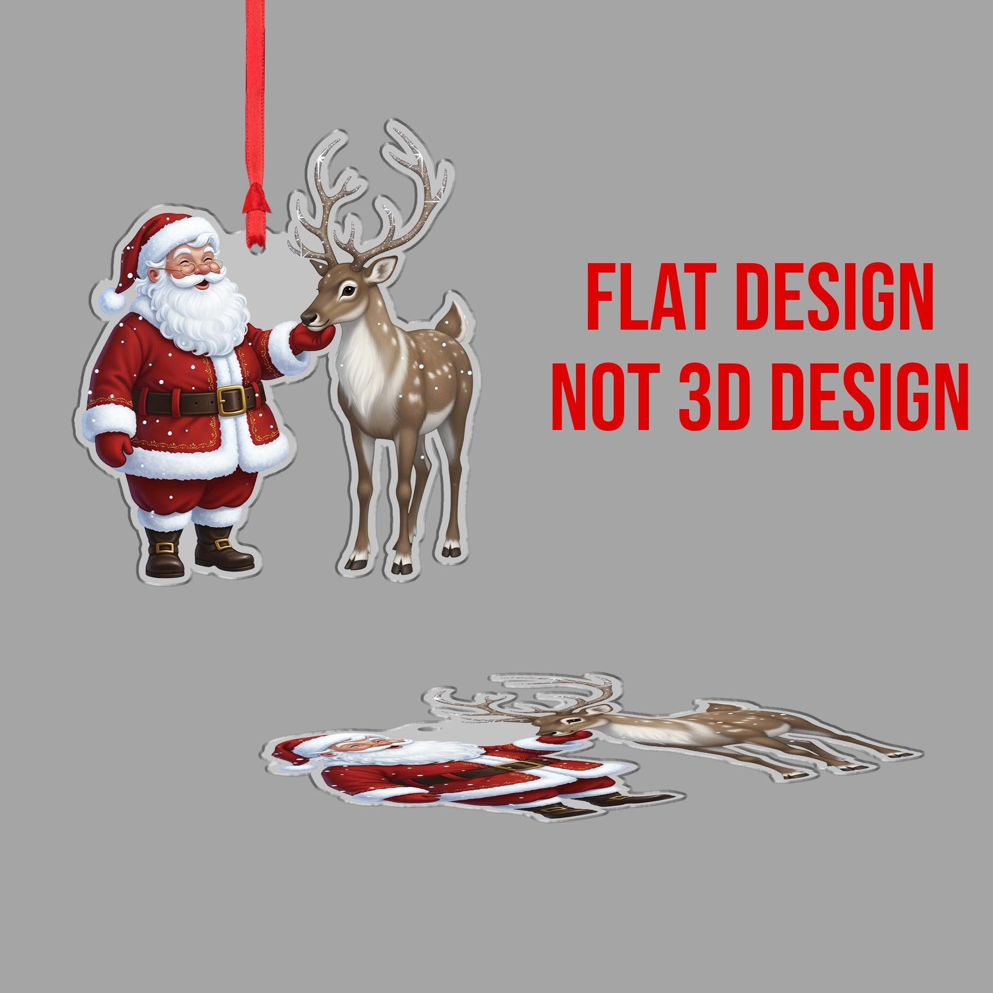 Santa and Reindeer Ornament: Christmas Tree Decoration