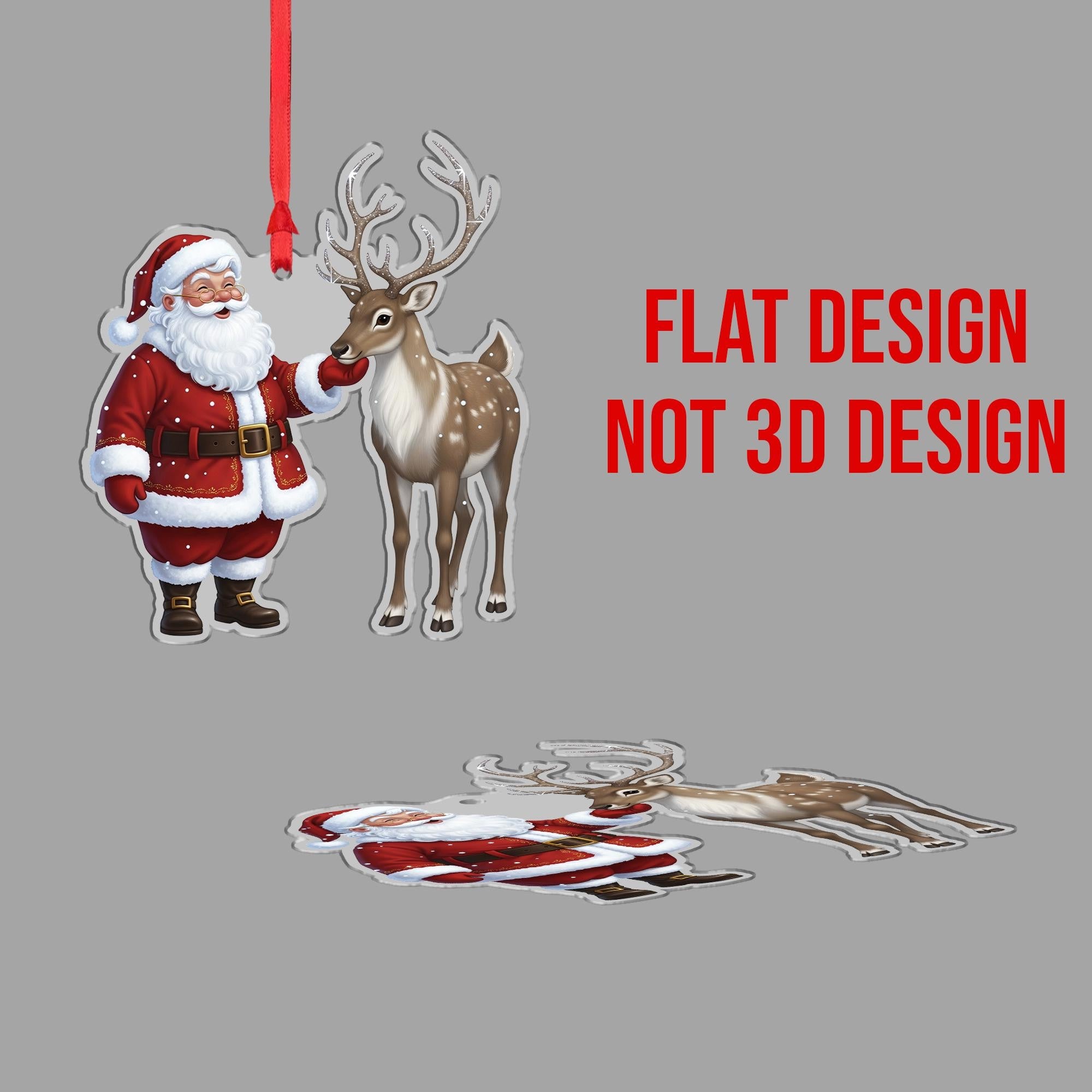 Santa and Reindeer Ornament: Christmas Tree Decoration