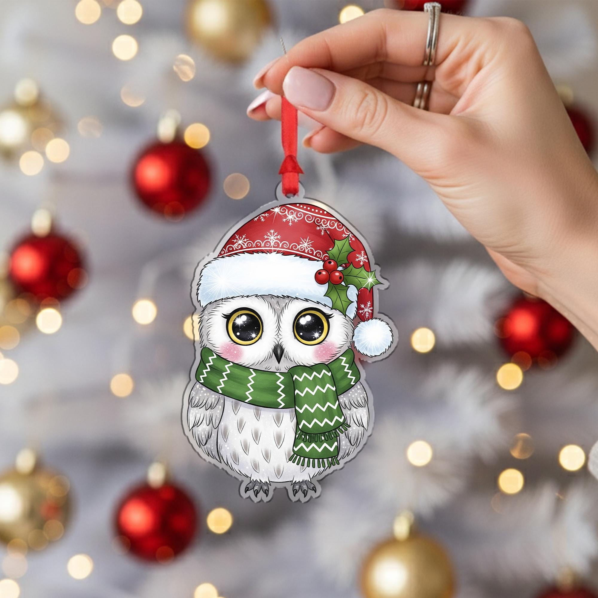 Owl Christmas Ornament: Double-Sided Holiday Tree Decoration