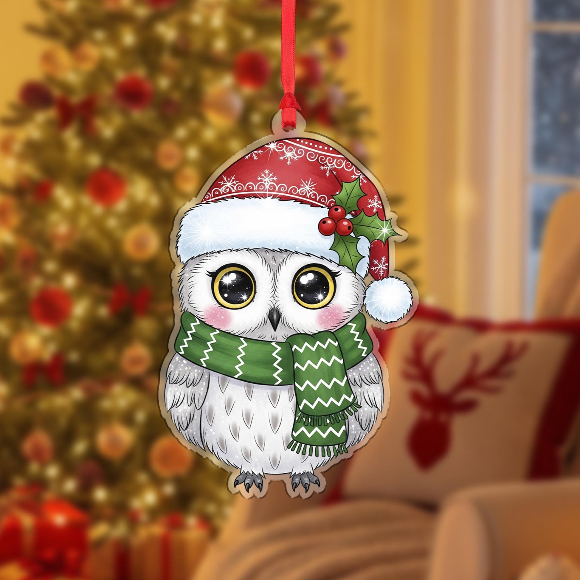 Owl Christmas Ornament: Double-Sided Holiday Tree Decoration
