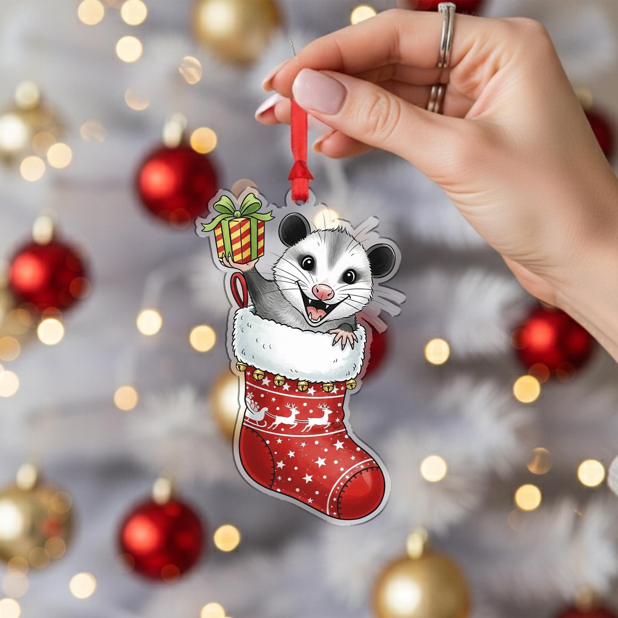 Possum Christmas Ornament: Double-Sided Holiday Stocking Decoration