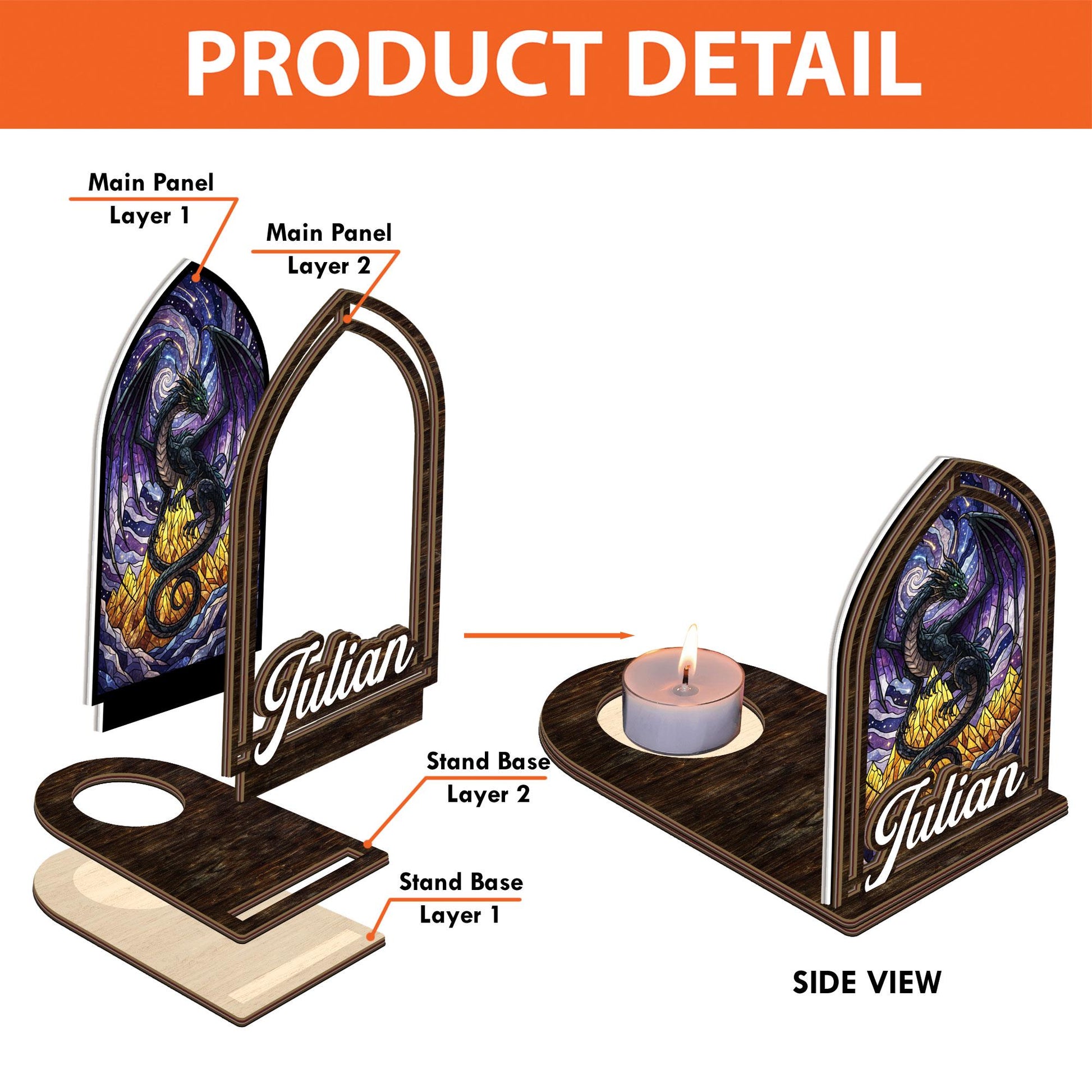 Custom Candle Holder: Personalized Cat Library Lighted Decor Book Lover Home Display