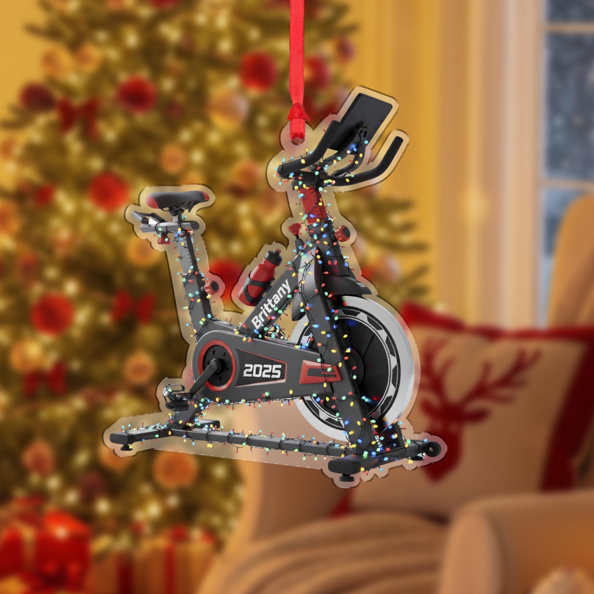 Personalized Spin Bike Ornament – Fitness Christmas Decoration, Custom Exercise Keepsake