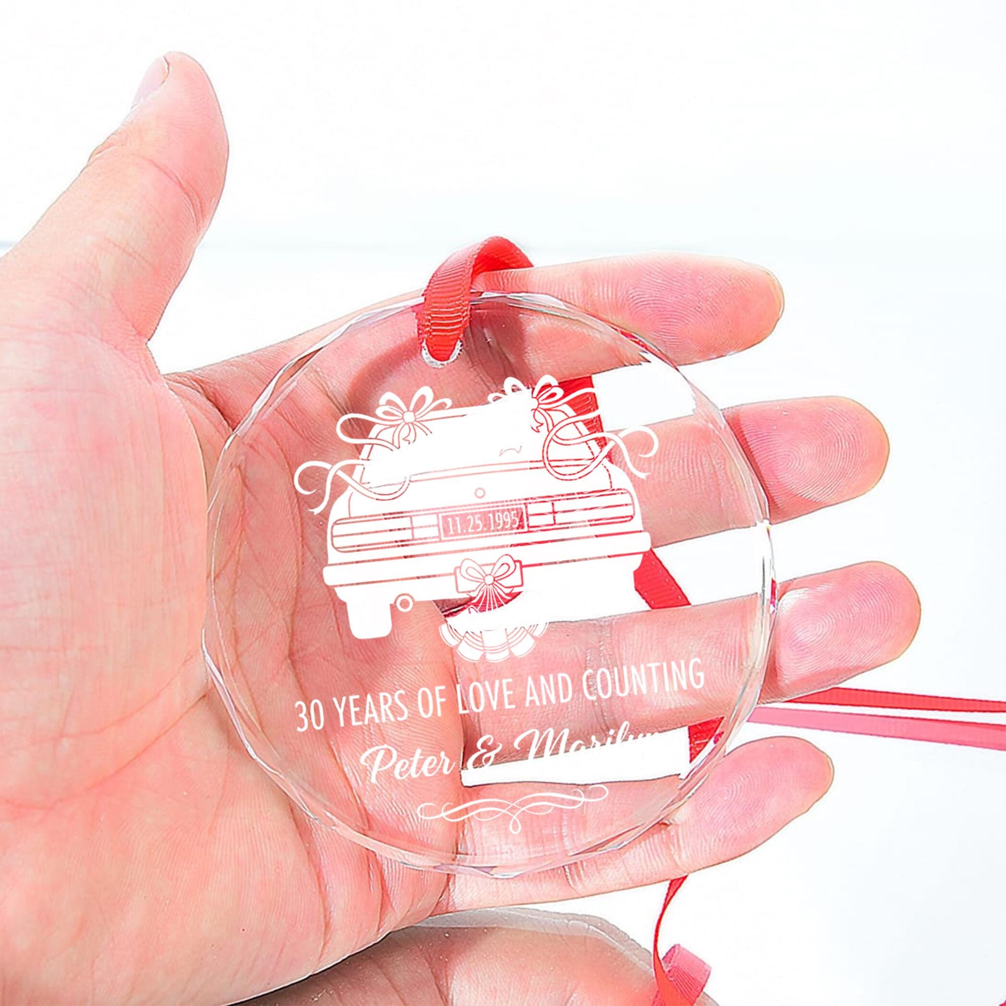 Personalized Glass Anniversary Ornament: Custom Car Design, 30th Anniversary