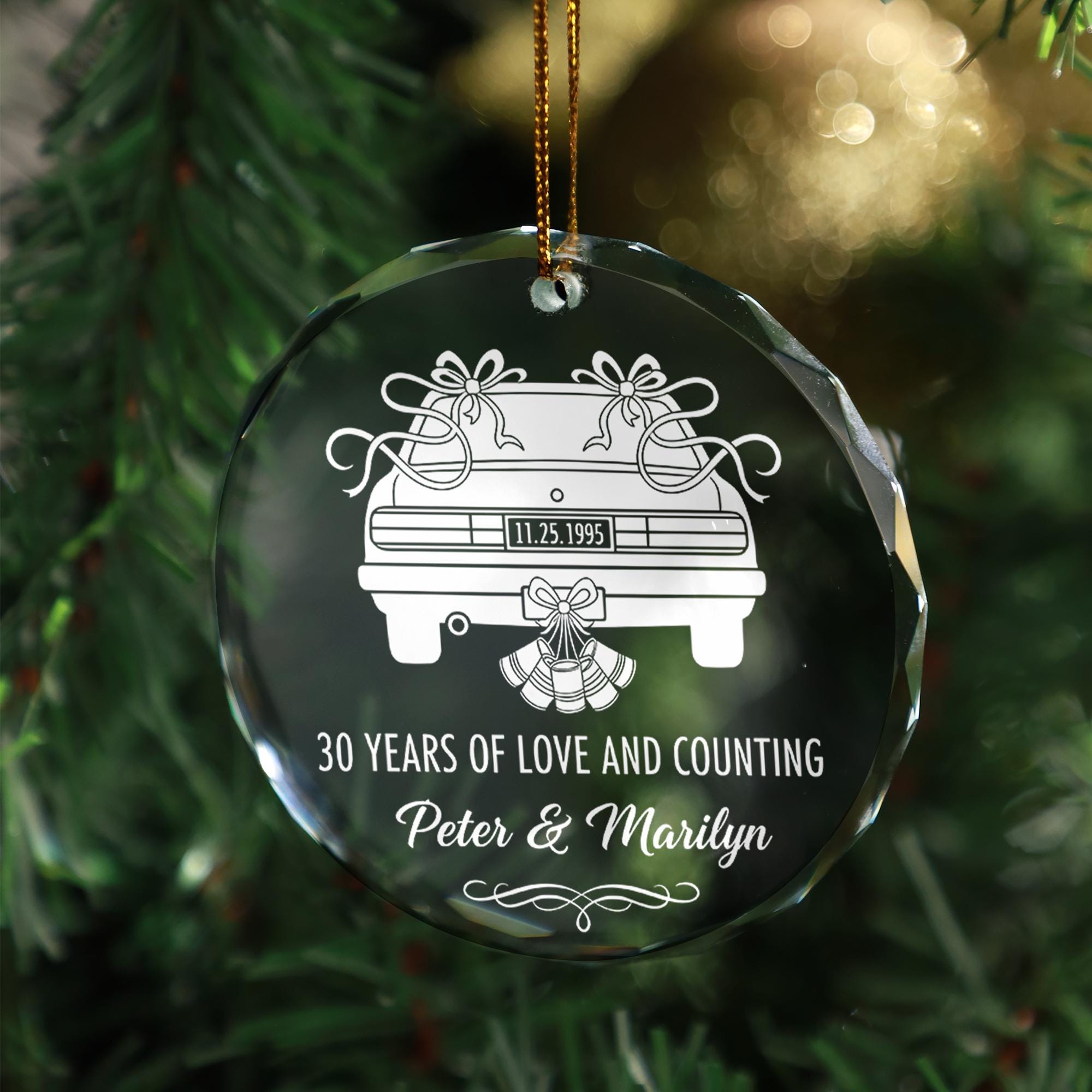 Personalized Glass Anniversary Ornament: Custom Car Design, 30th Anniversary
