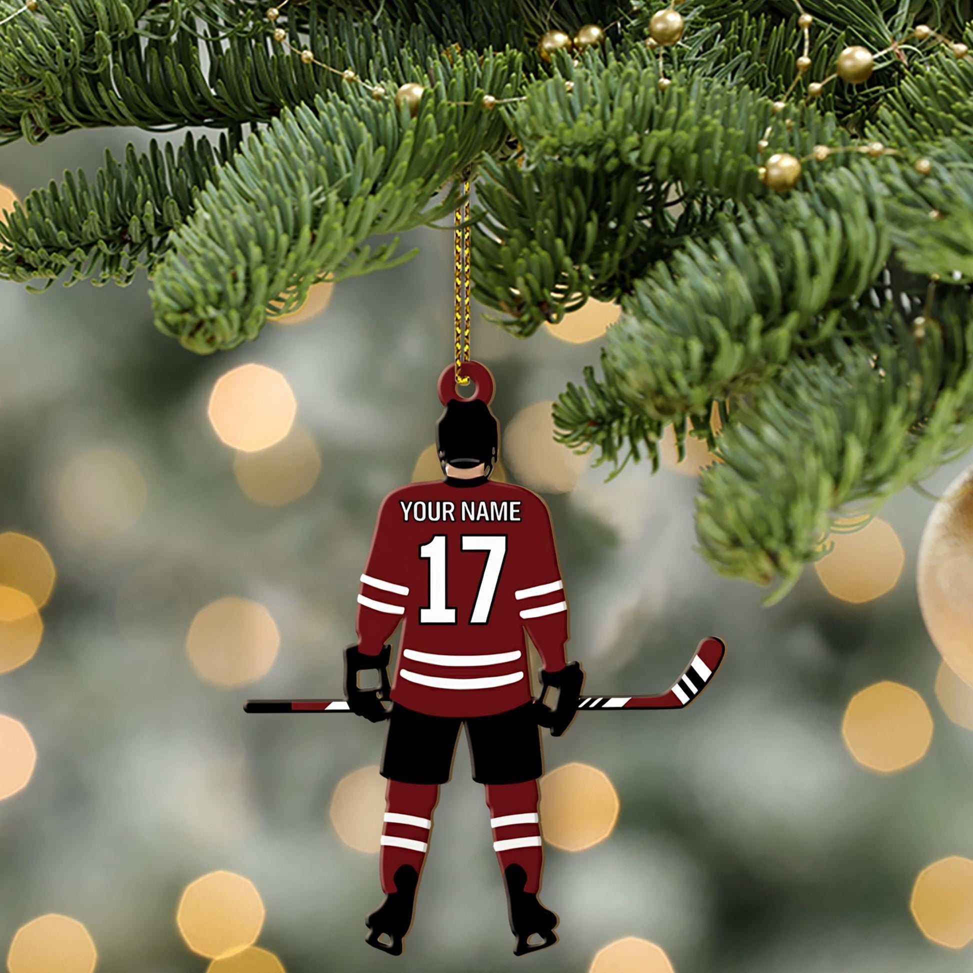 Personalized Hockey Player Ornament – Custom Christmas Tree Decoration for Athletes