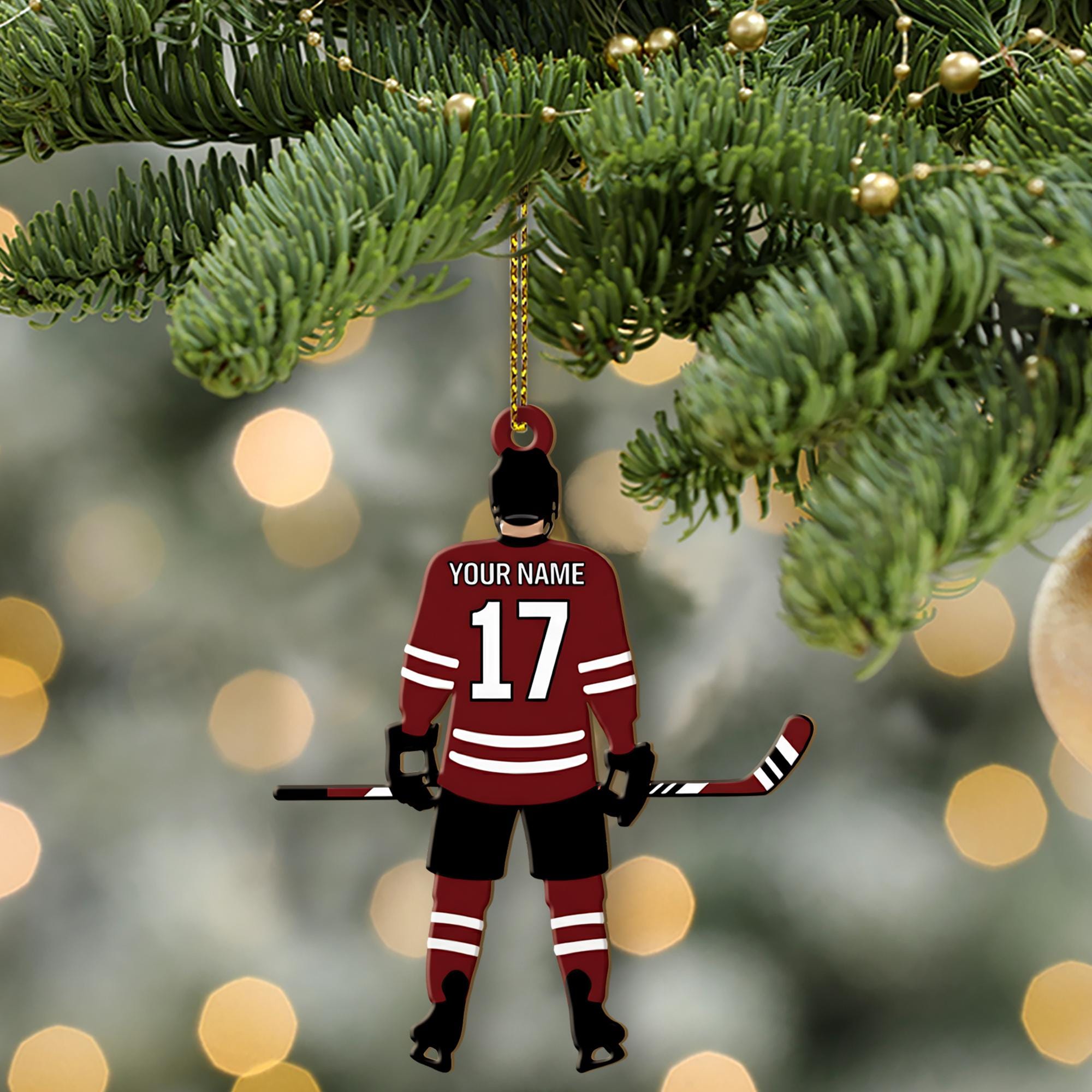 Personalized Hockey Player Ornament – Custom Christmas Tree Decoration for Athletes