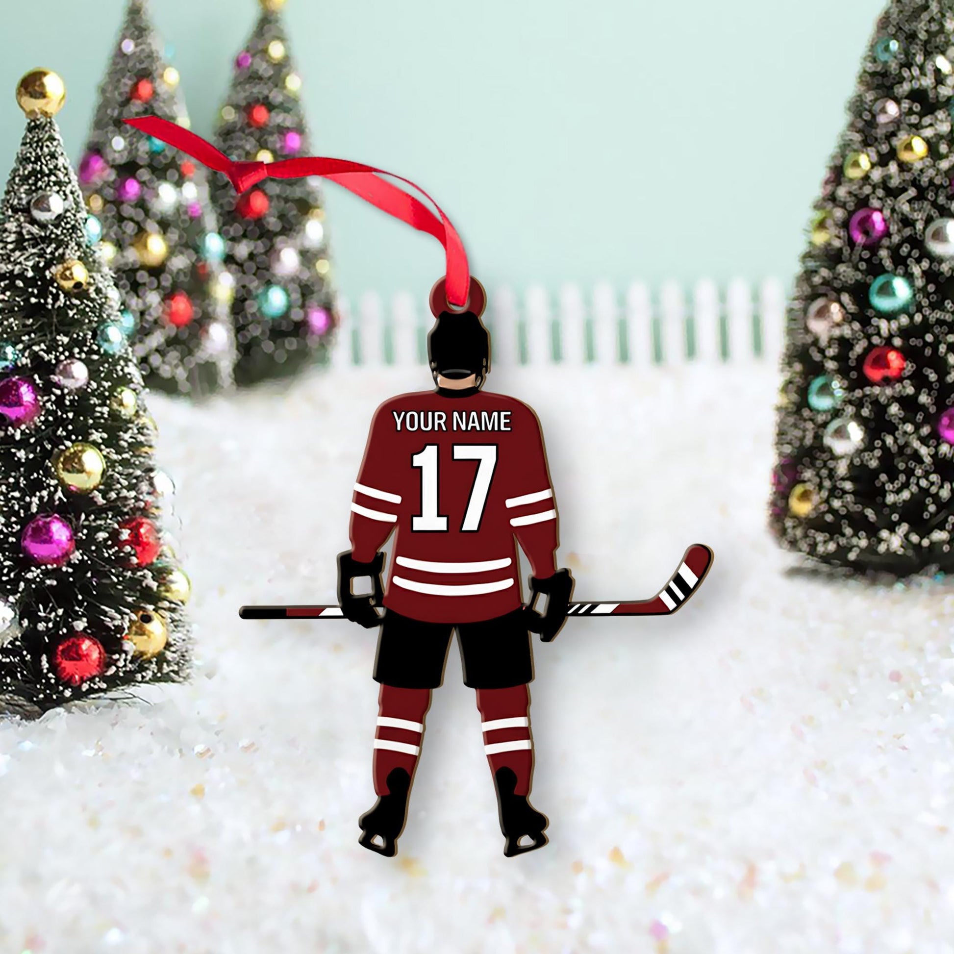 Personalized Hockey Player Ornament – Custom Christmas Tree Decoration for Athletes
