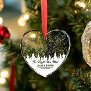 Personalized Heart Star Map Glass Ornament: Anniversary Decoration