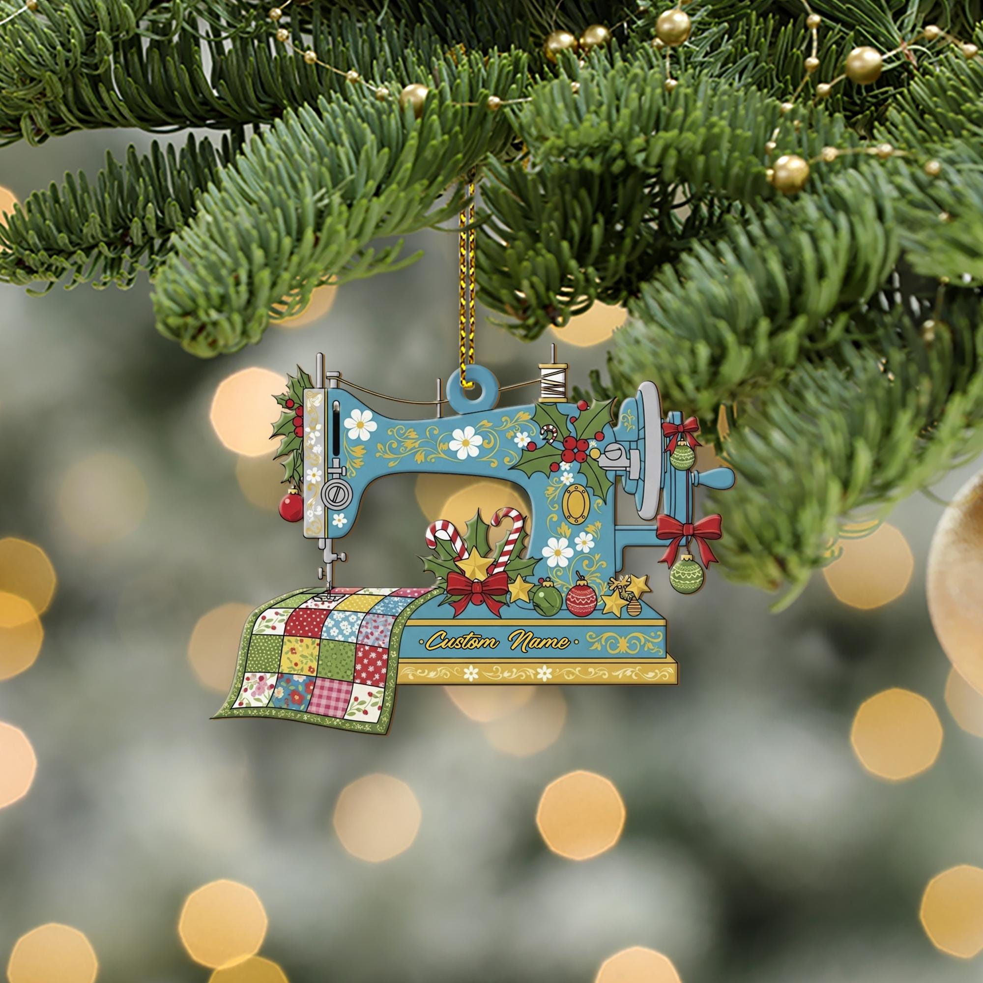 Sewing Machine Ornament – Custom Name Quilter Gift
