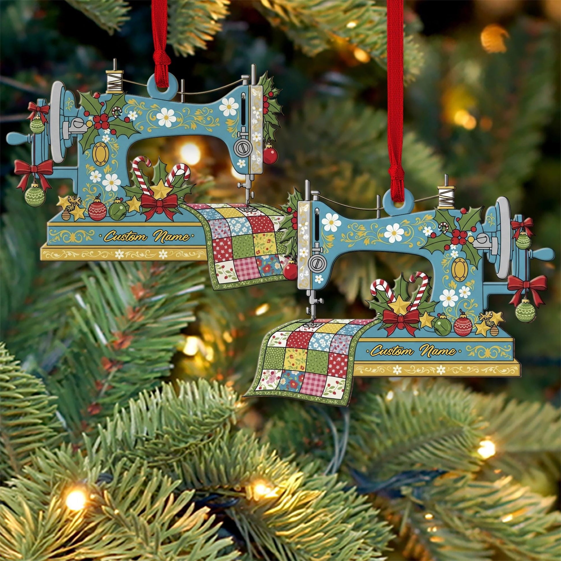 Sewing Machine Ornament – Custom Name Quilter Gift