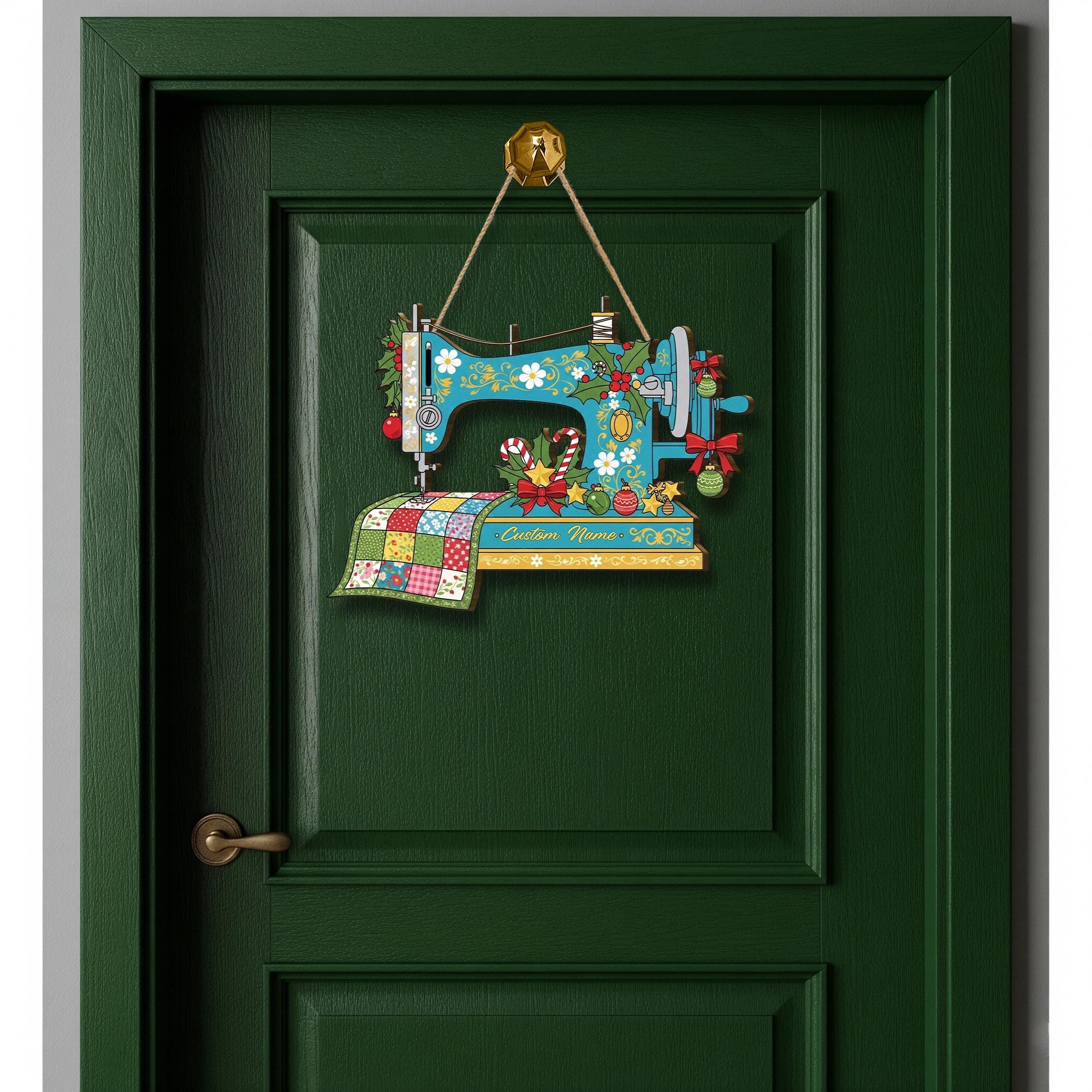 Custom Sewing Machine Wooden Sign – Quilter Door Hanging Gift