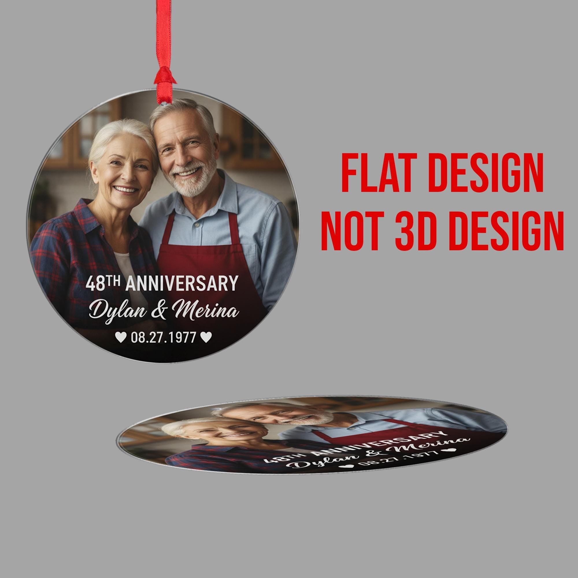 Personalized Photo Anniversary Ornament – Custom Round Design with Names and Date