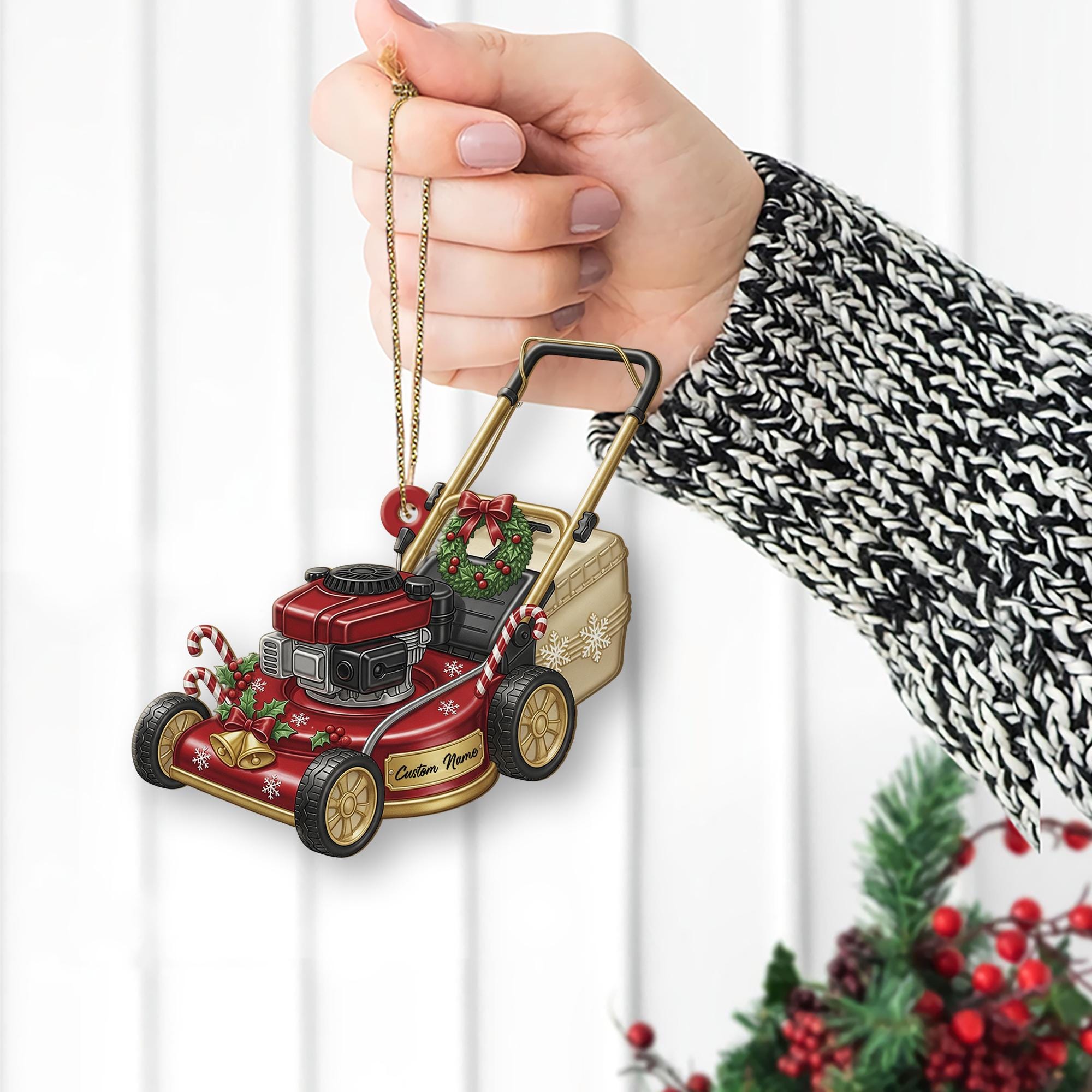 Custom Lawn Mower Ornament – Personalized Christmas Gift for Dad