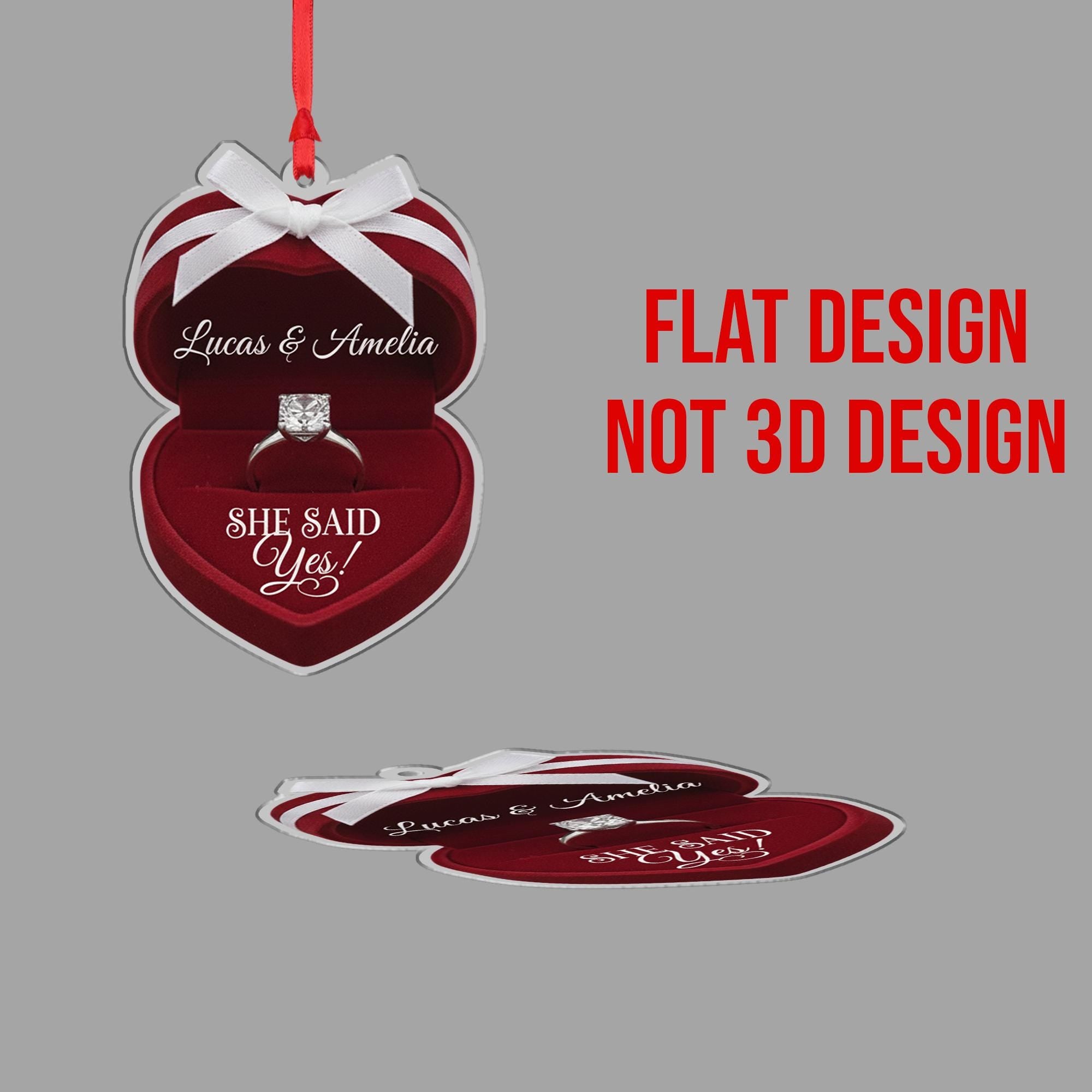 Engagement Ornament Ring Box Shape – Personalized Proposal Keepsake Decoration