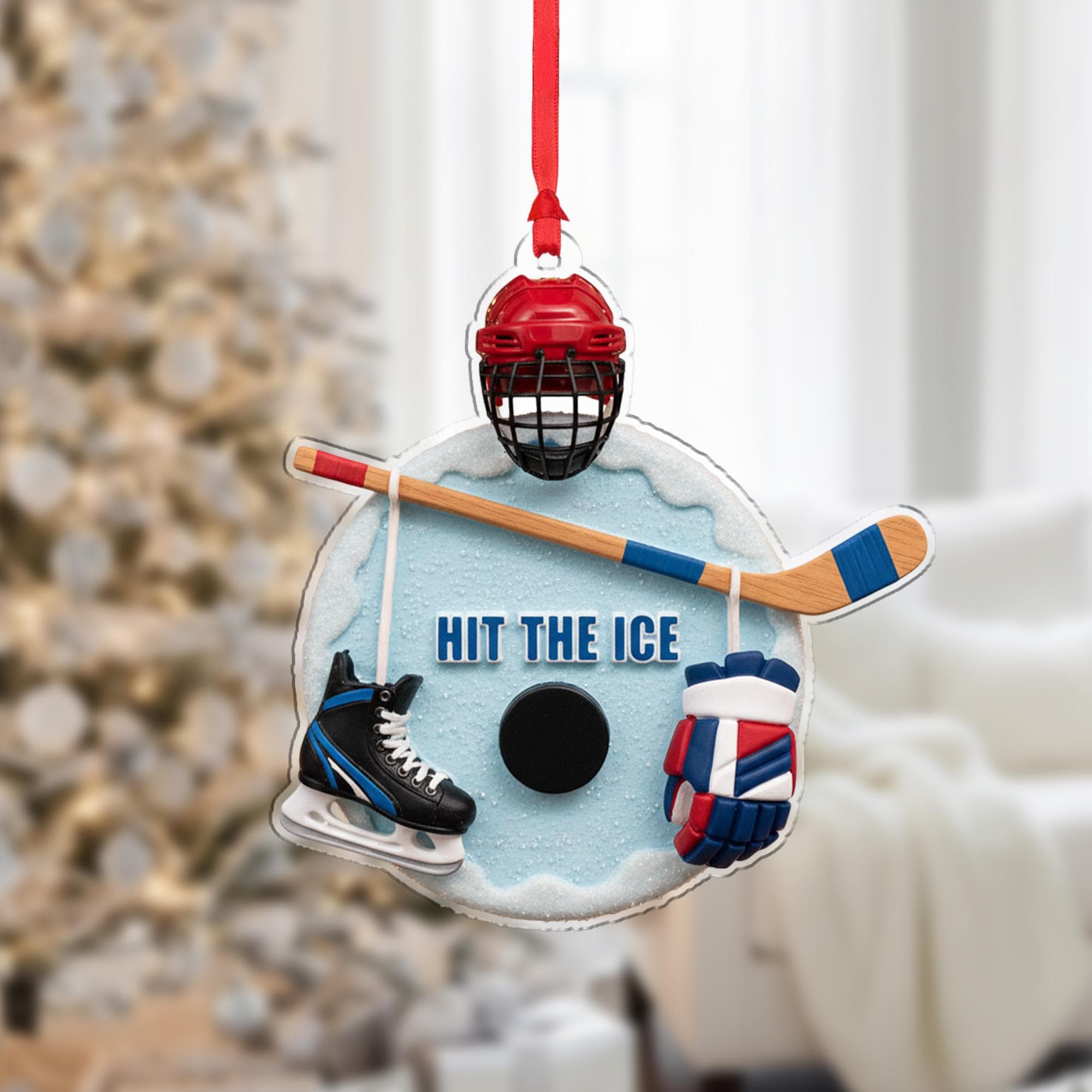 Hit the Ice Hockey Ornament – Christmas Gift for Players & Sports Players