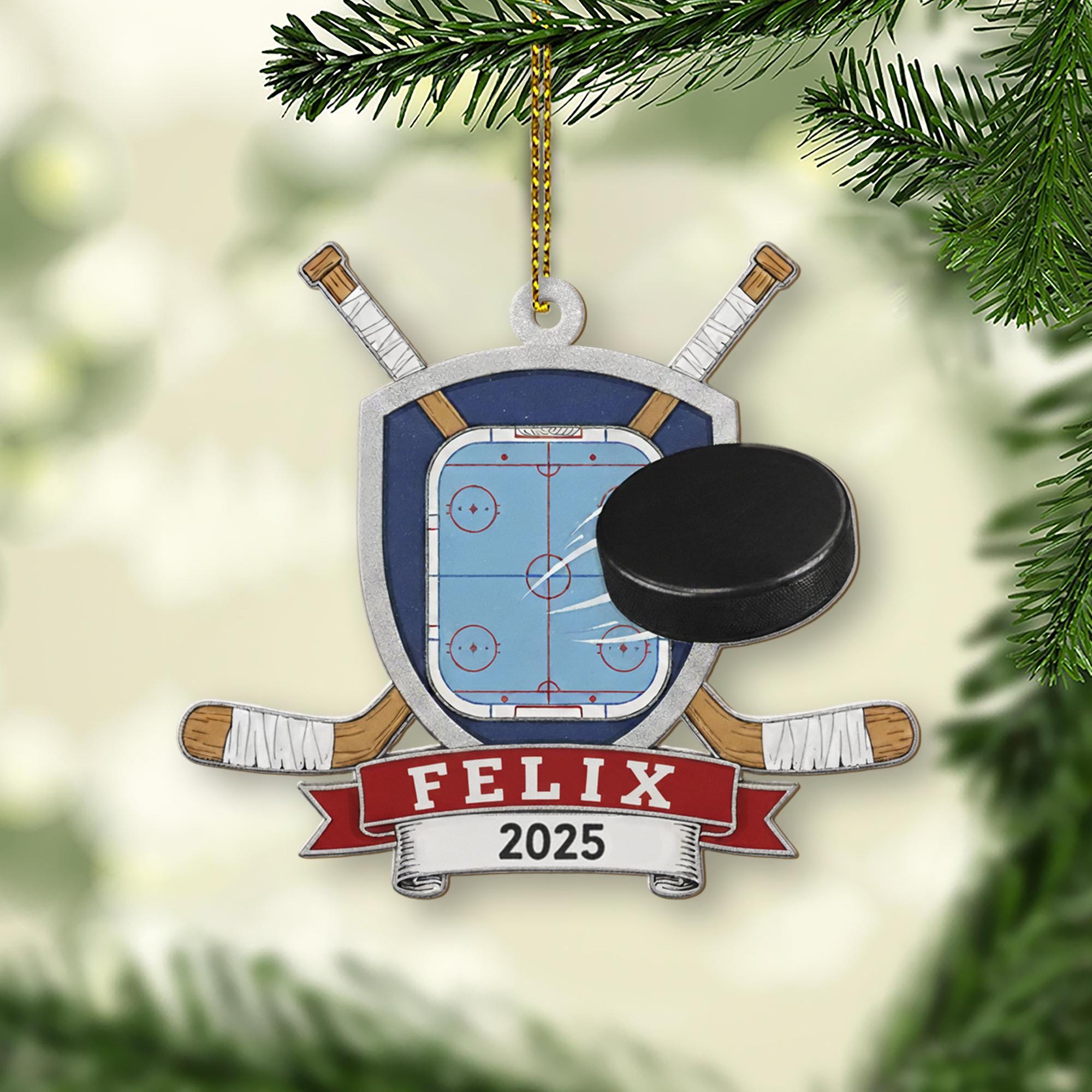Custom Hockey Rink Ornament – Christmas Decoration Gift for Sports Fans
